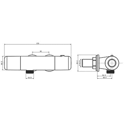 Modern Vertical Chrome Exposed Thermostatic Shower Mixer Bar Valve