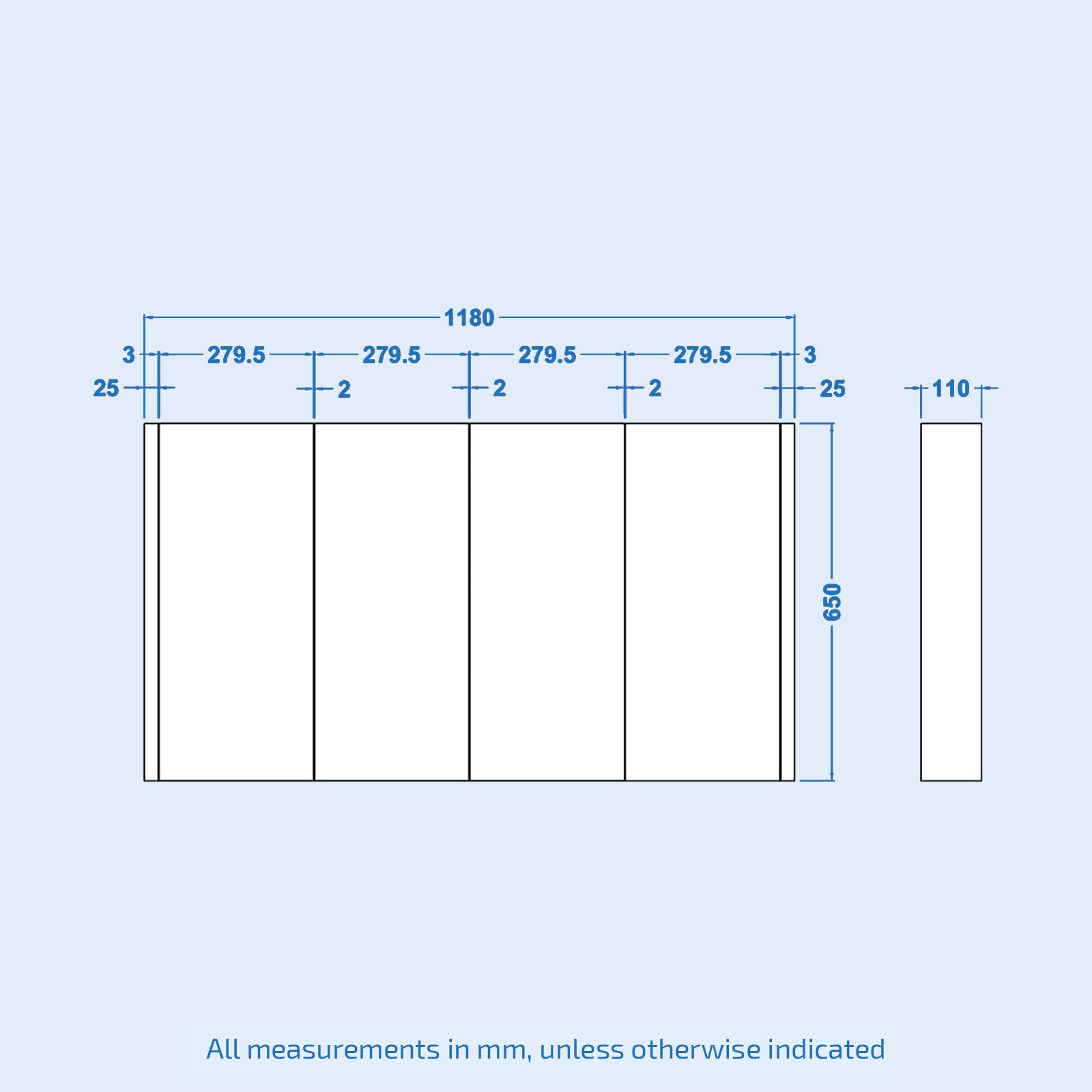 Gloss White 1200mm Minimalist 4-Door Mirror Cabinet