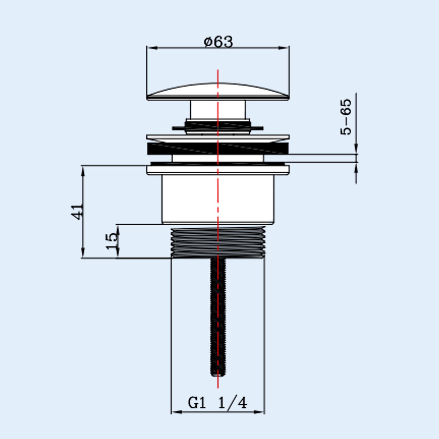 68mm Chrome Round Click Clack Sprung Bath Waste with Overflow