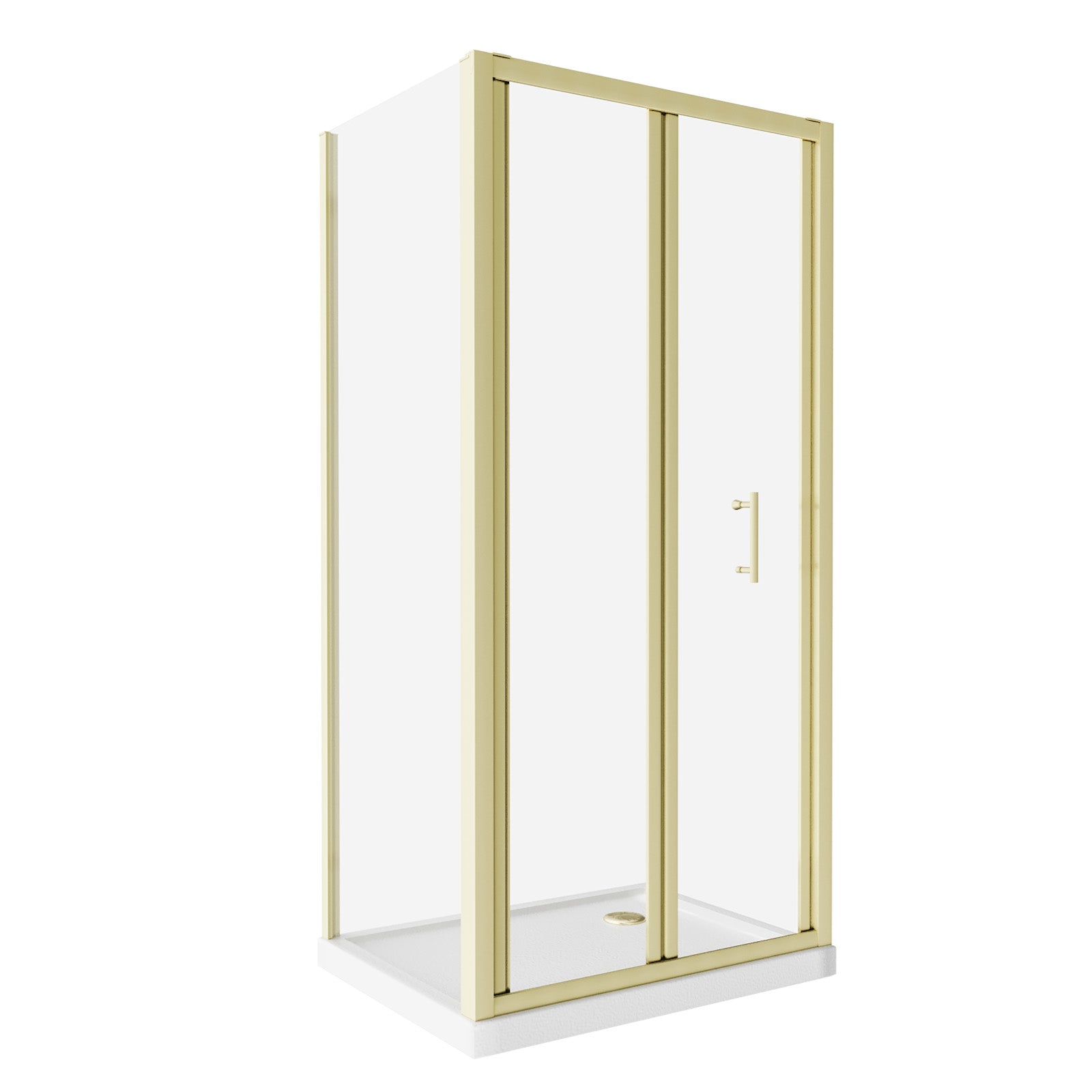 Brushed Brass 1000mm Bi-fold Shower Door 760mm Tempered Glass with Tray