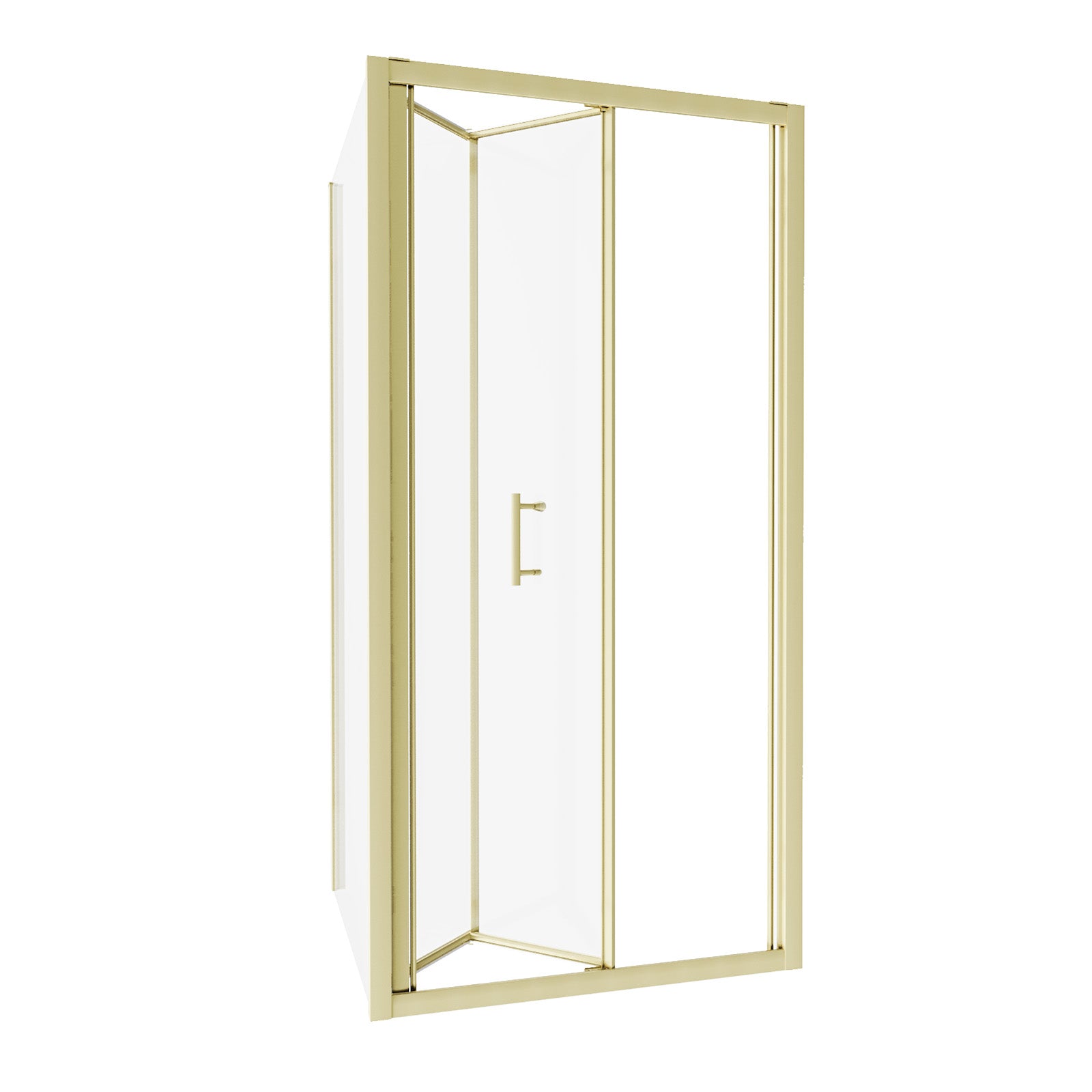 Brushed Brass 1000mm Bi-fold Shower Door 1000mm Tempered Glass Panel
