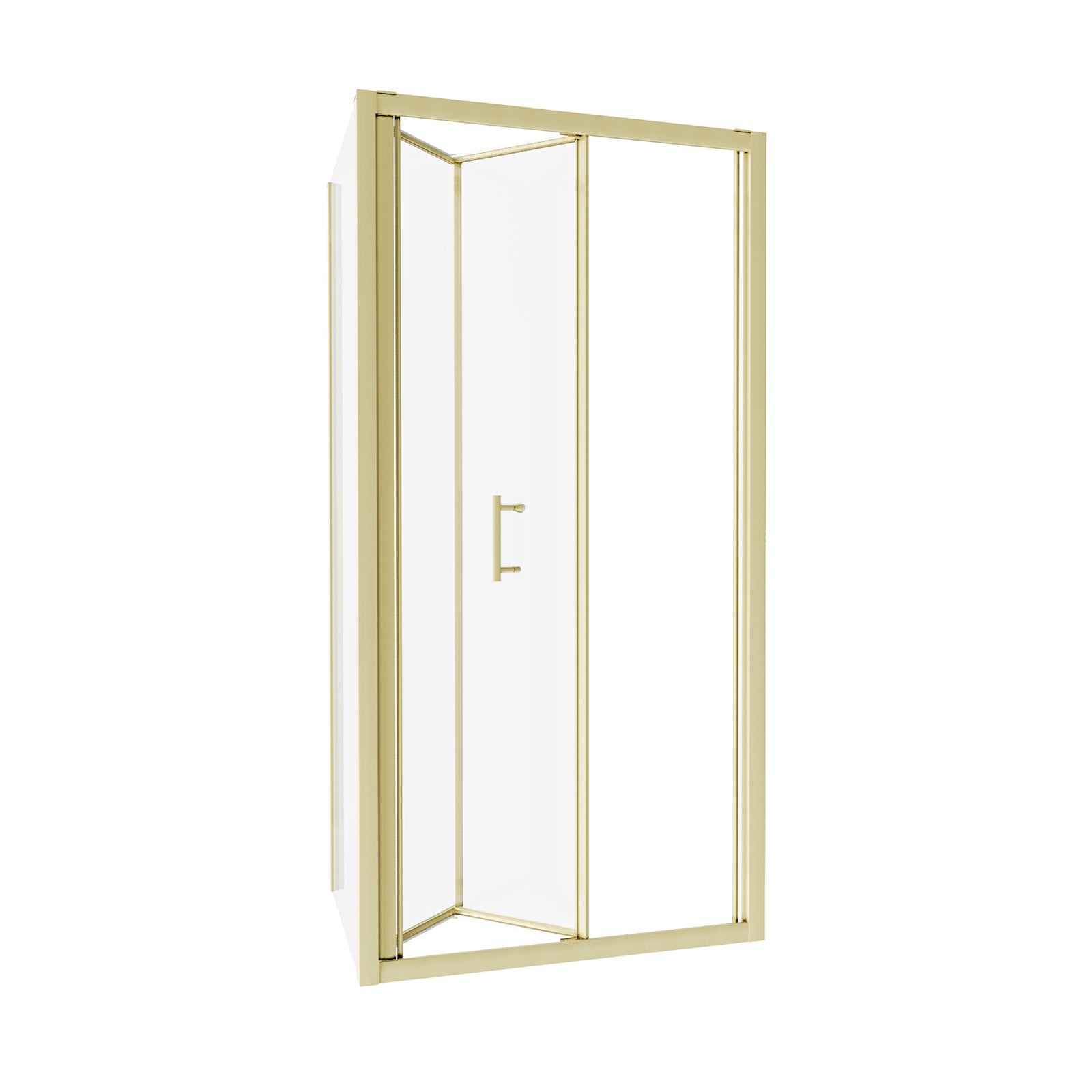 Brushed Brass 900mm Bi-fold Shower Door 760mm Side Panel Tempered Glass