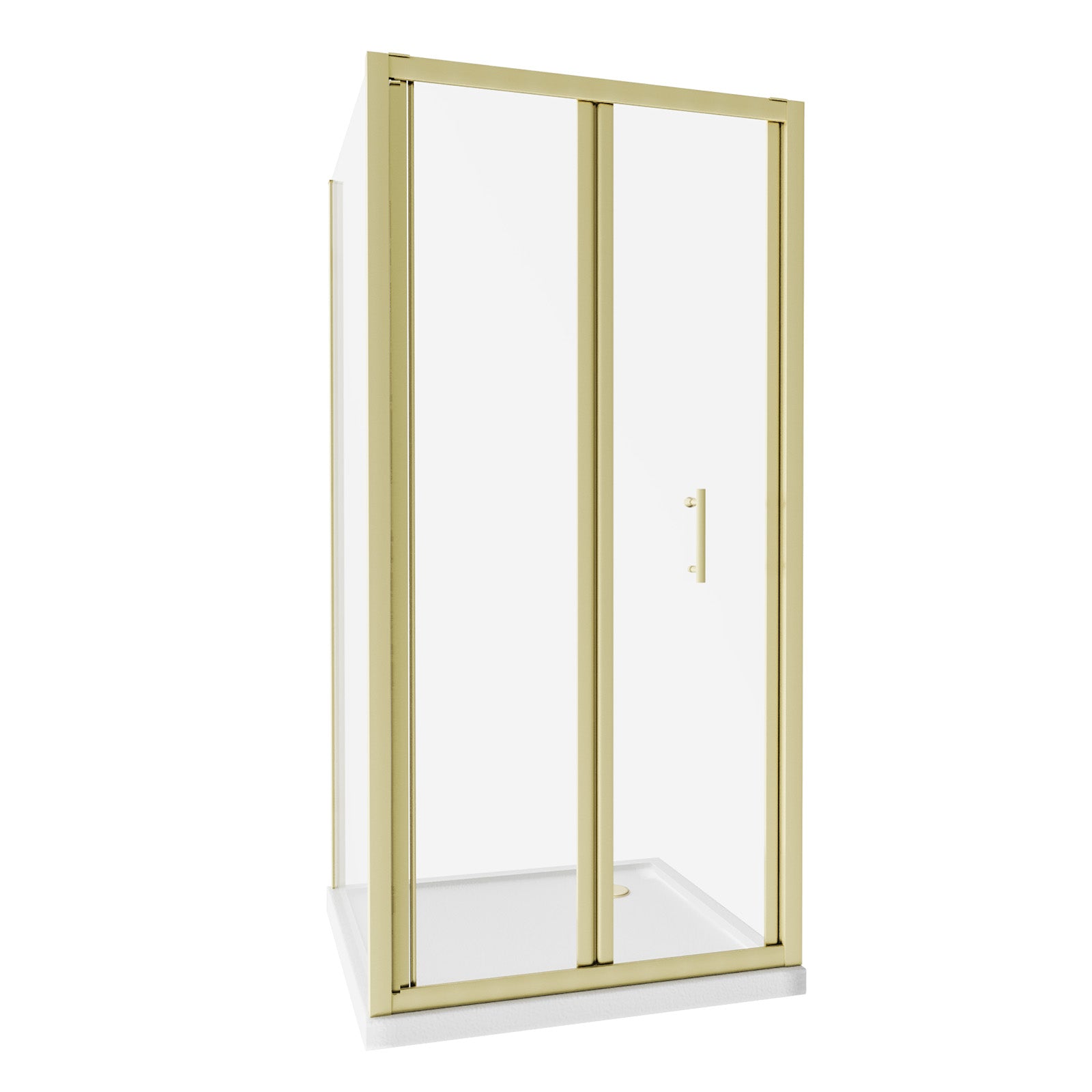 Brushed Brass 900mm Bi-fold Shower Door 800mm Side Panel Tempered Glass With Tray
