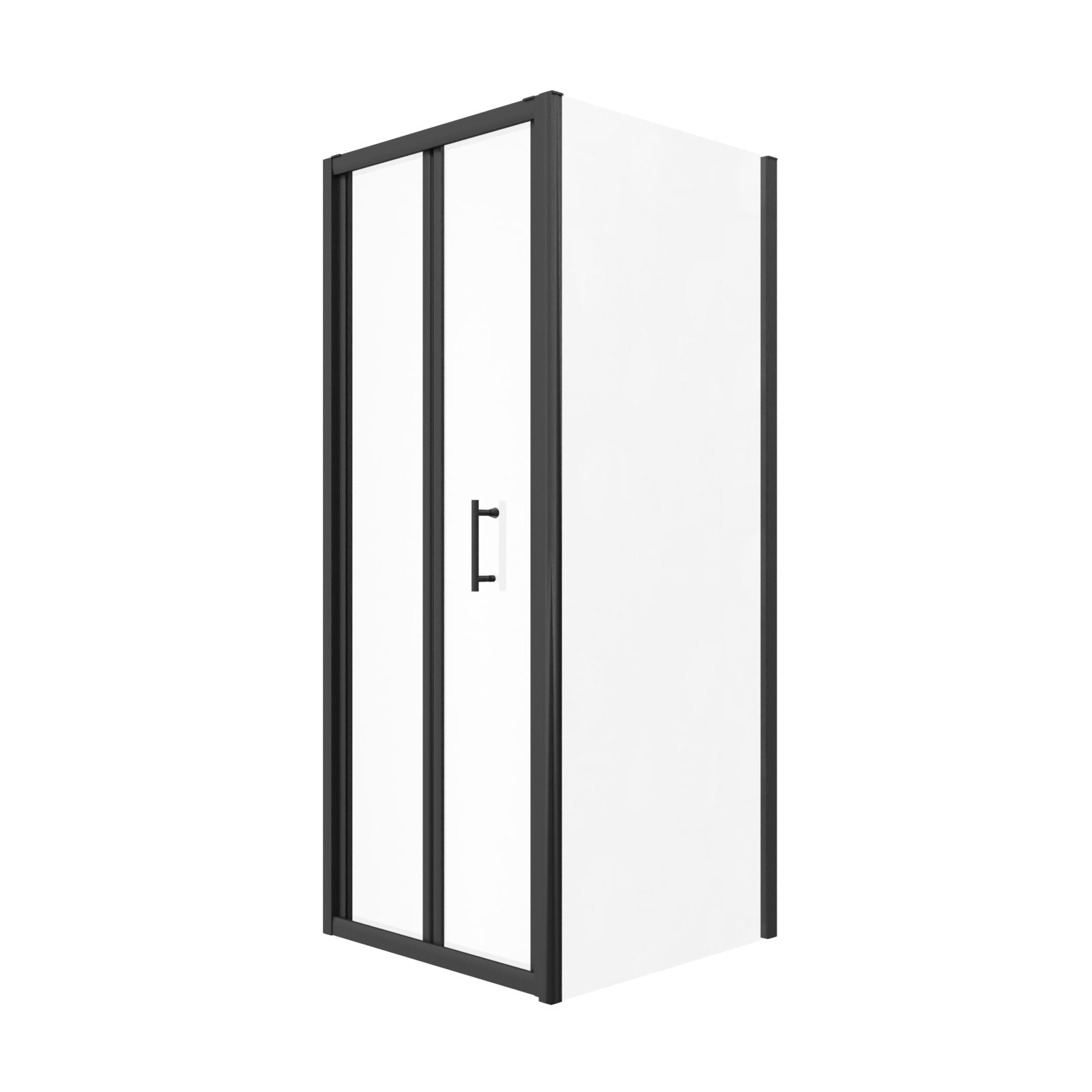 Black 760mm Bi-fold Shower Door, 760mm Side Panel Tempered Glass