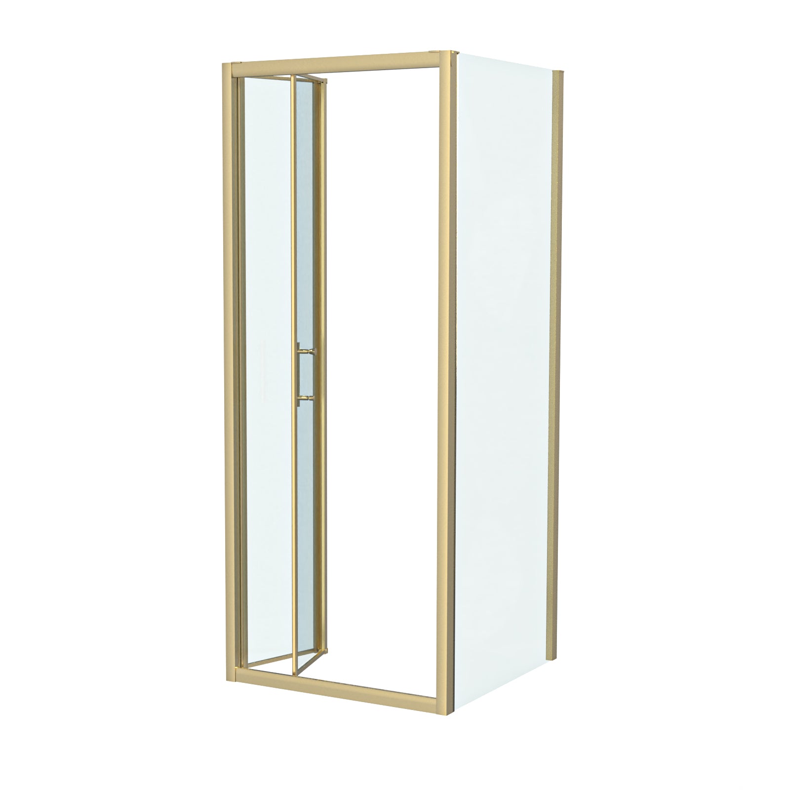 Brushed Brass 760mm Bi-fold Shower Door 760mm Side Panel Glass With Tray