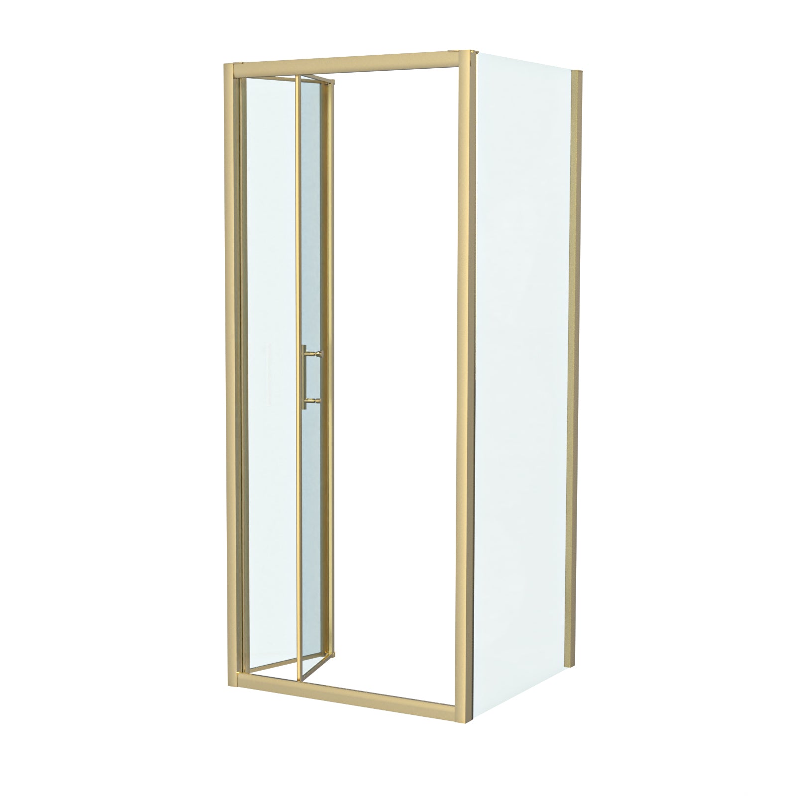 Brushed Brass 800mm Bi-fold Shower Door 700mm Side Panel Tempered Glass