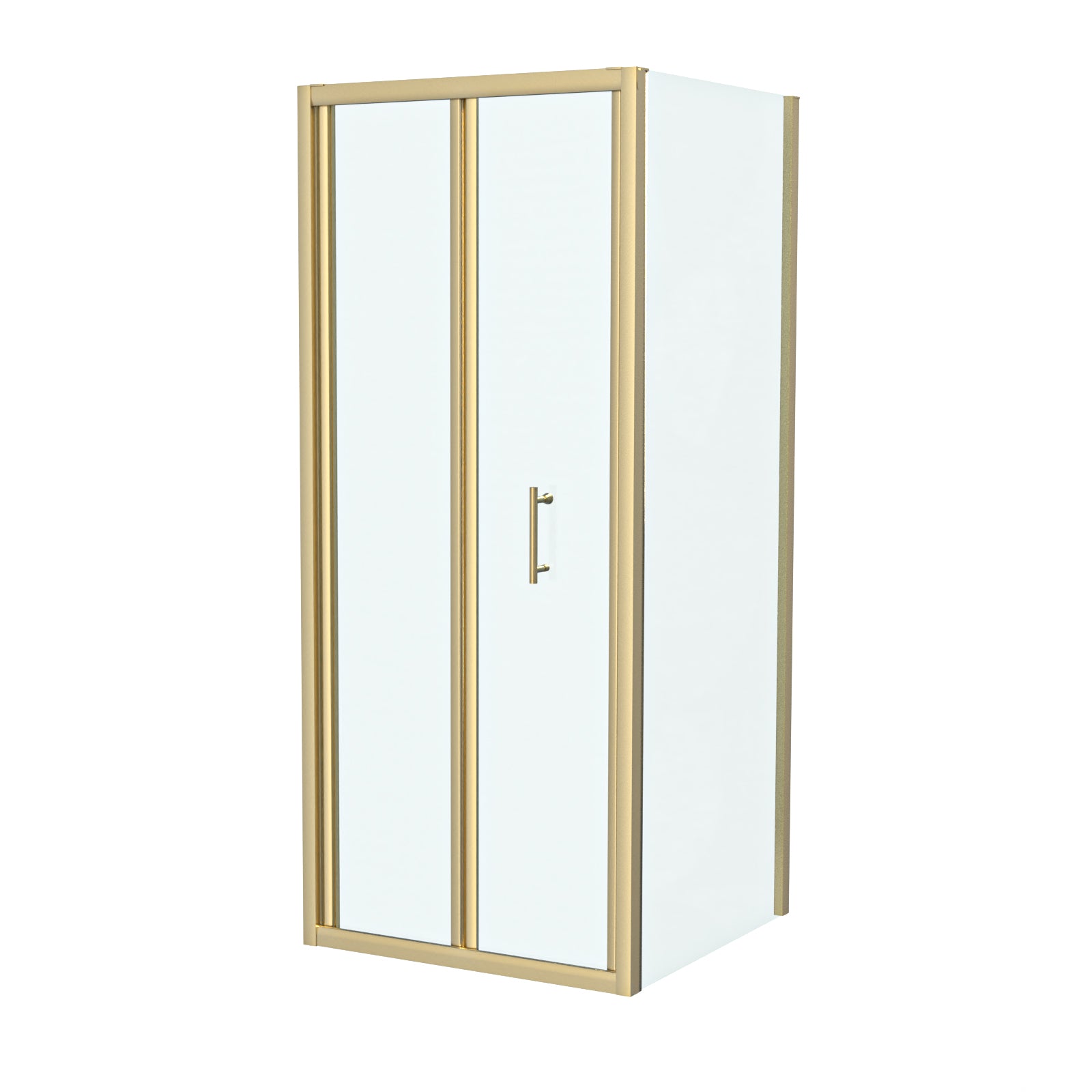 Brushed Brass 800mm Bi-fold Shower Door 800mm Side Panel Tempered Glass With Tray