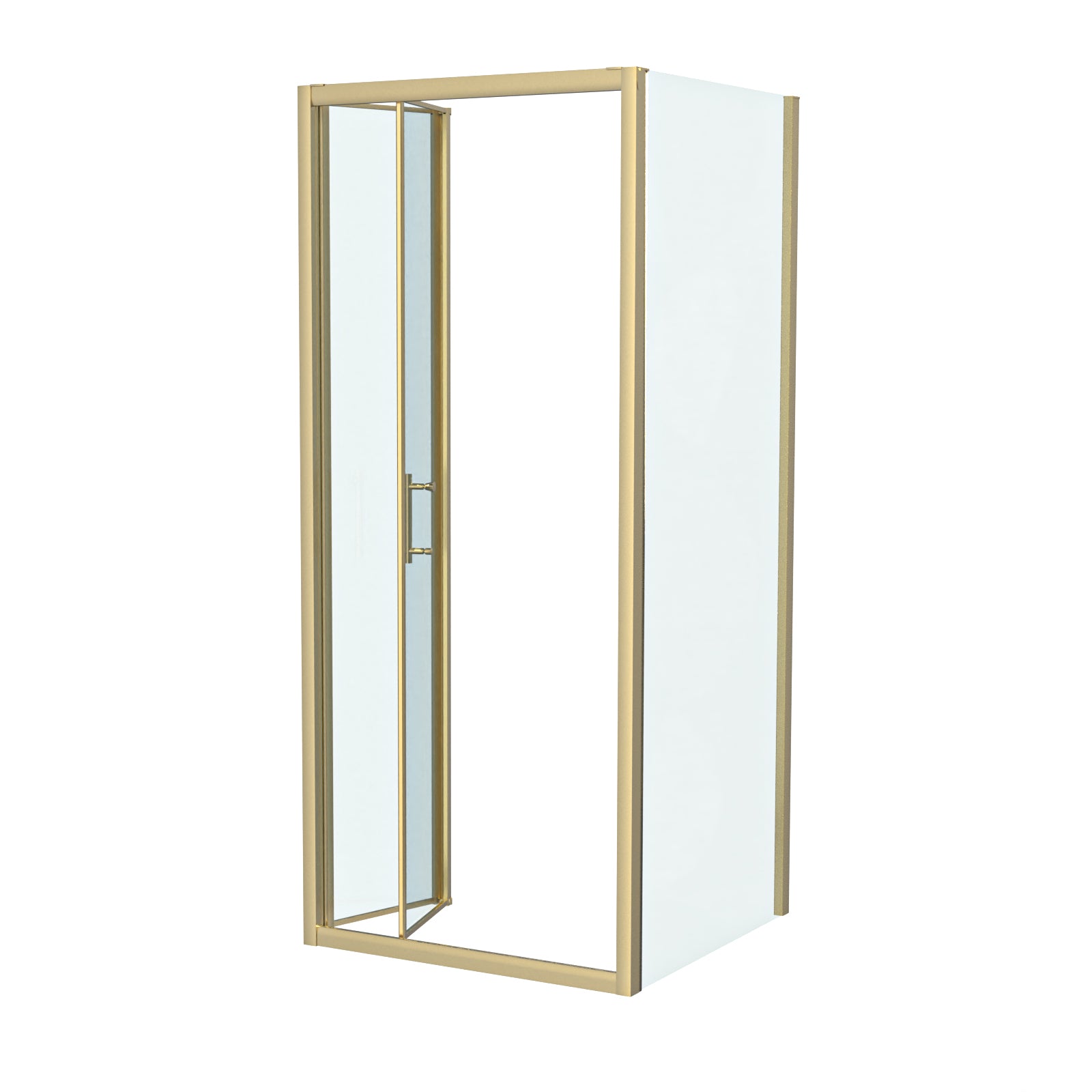 Brushed Brass 800mm Bi-fold Shower Door 800mm Side Panel Tempered Glass