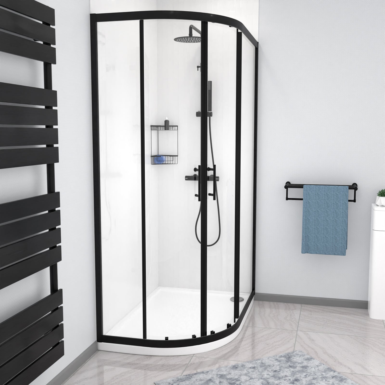 Saturn 1200 x 800mm Quadrant Corner Shower Enclosure Black