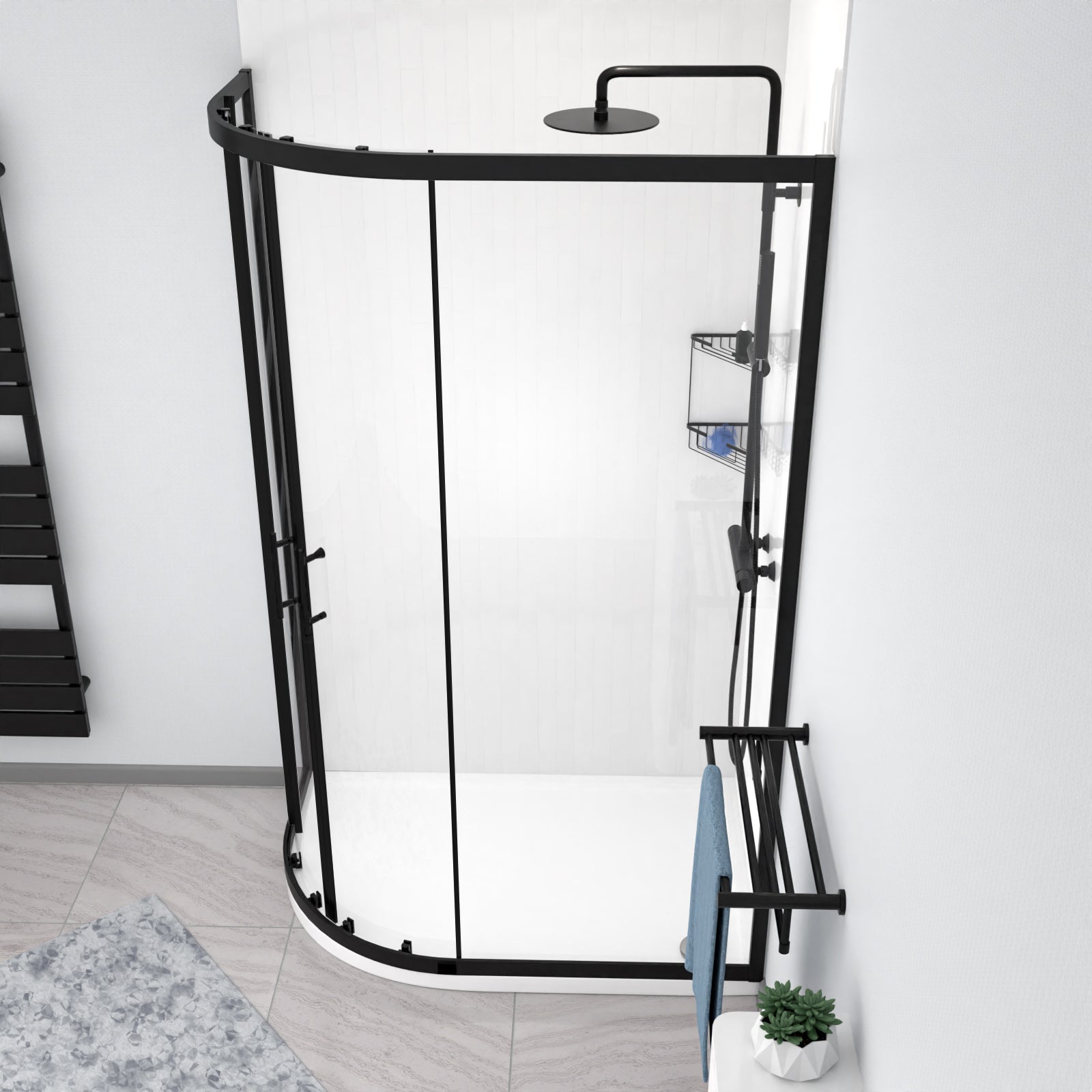 Saturn 1200 x 800mm Quadrant Corner Shower Enclosure Black