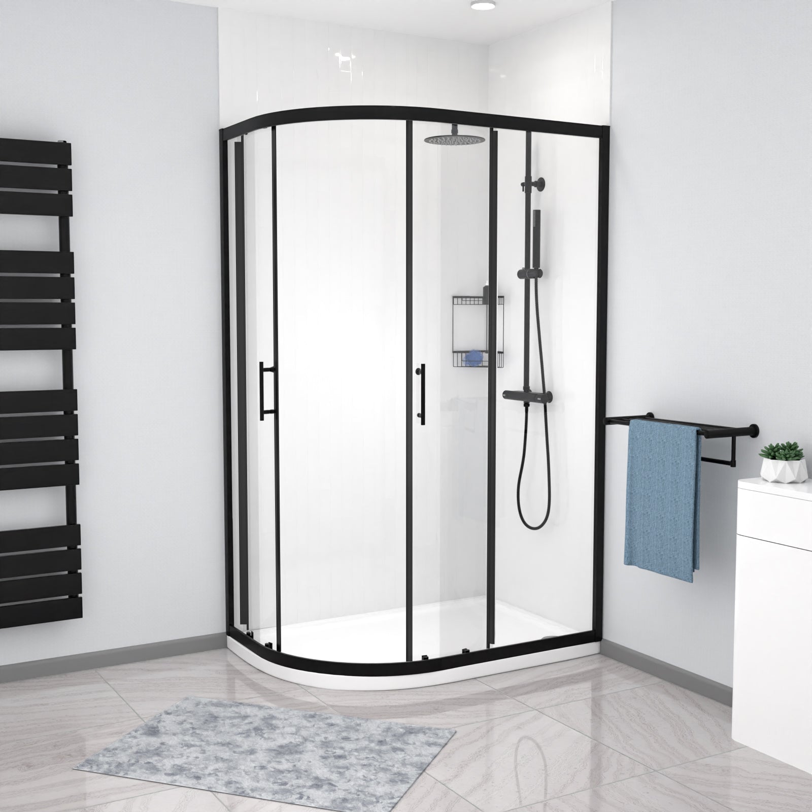 Saturn 1200 x 800mm Quadrant Corner Shower Enclosure Black