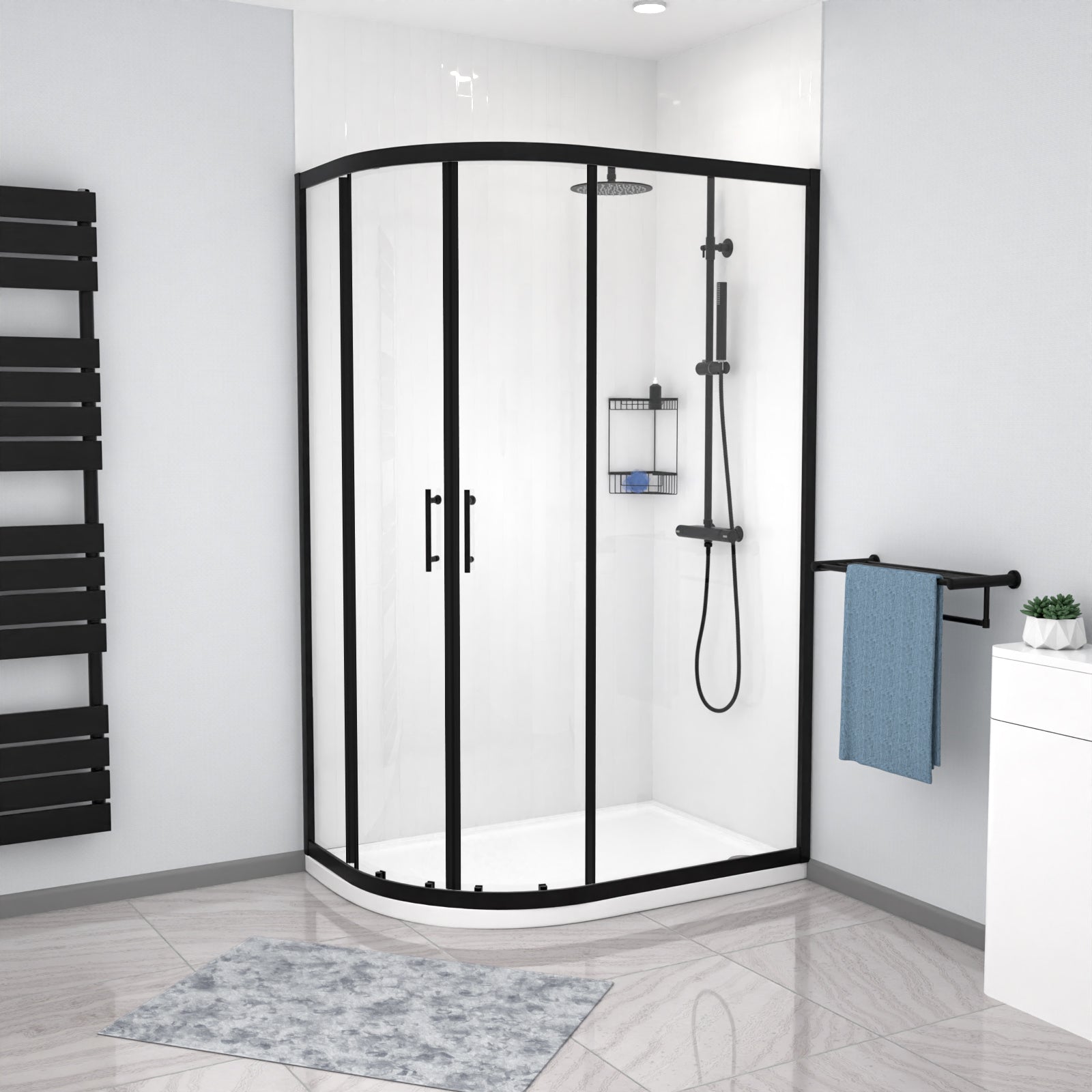 Saturn 1200 x 800mm Quadrant Corner Shower Enclosure Black