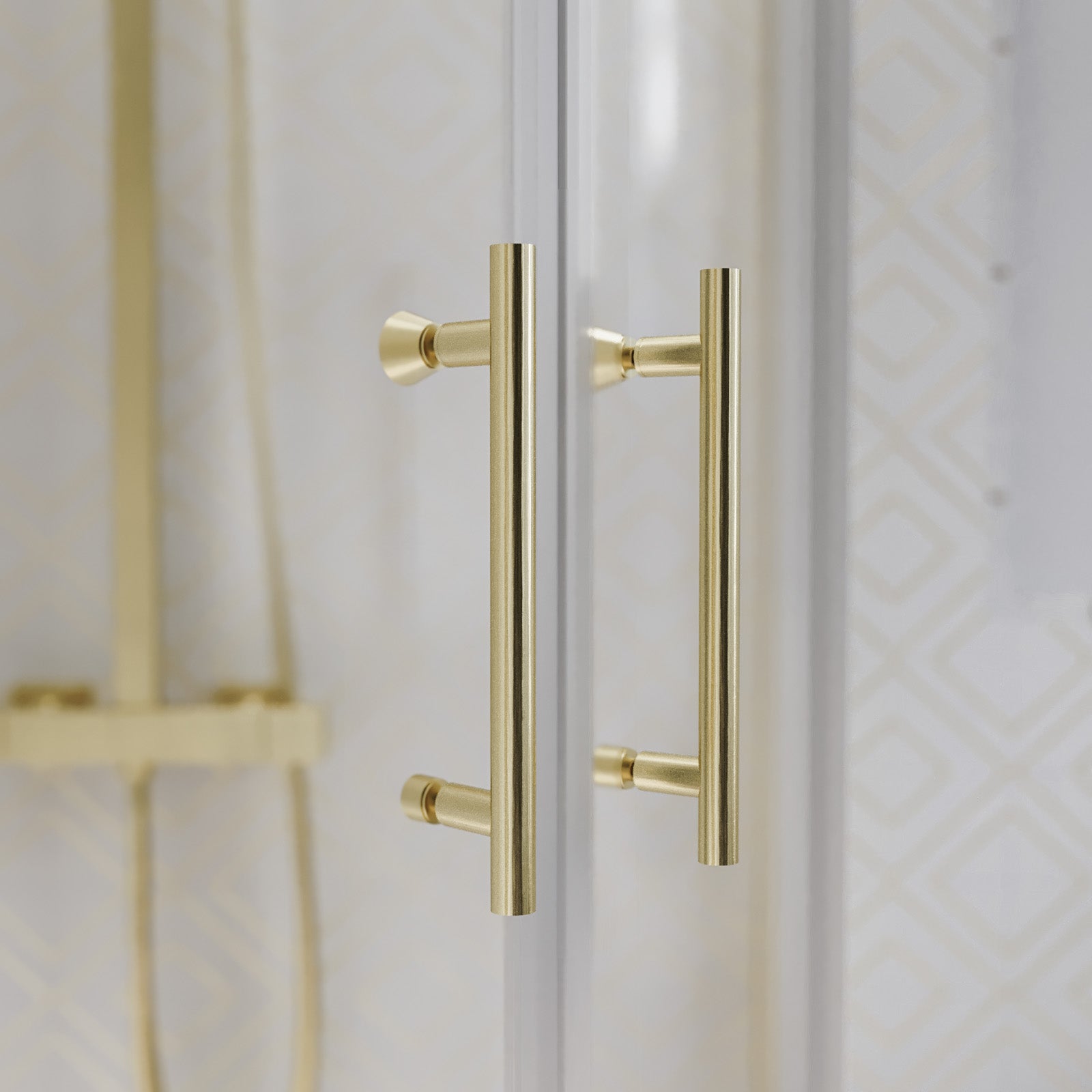 LH 1200 x 800mm Offset Quadrant Shower Enclosure Brushed Brass & Tray