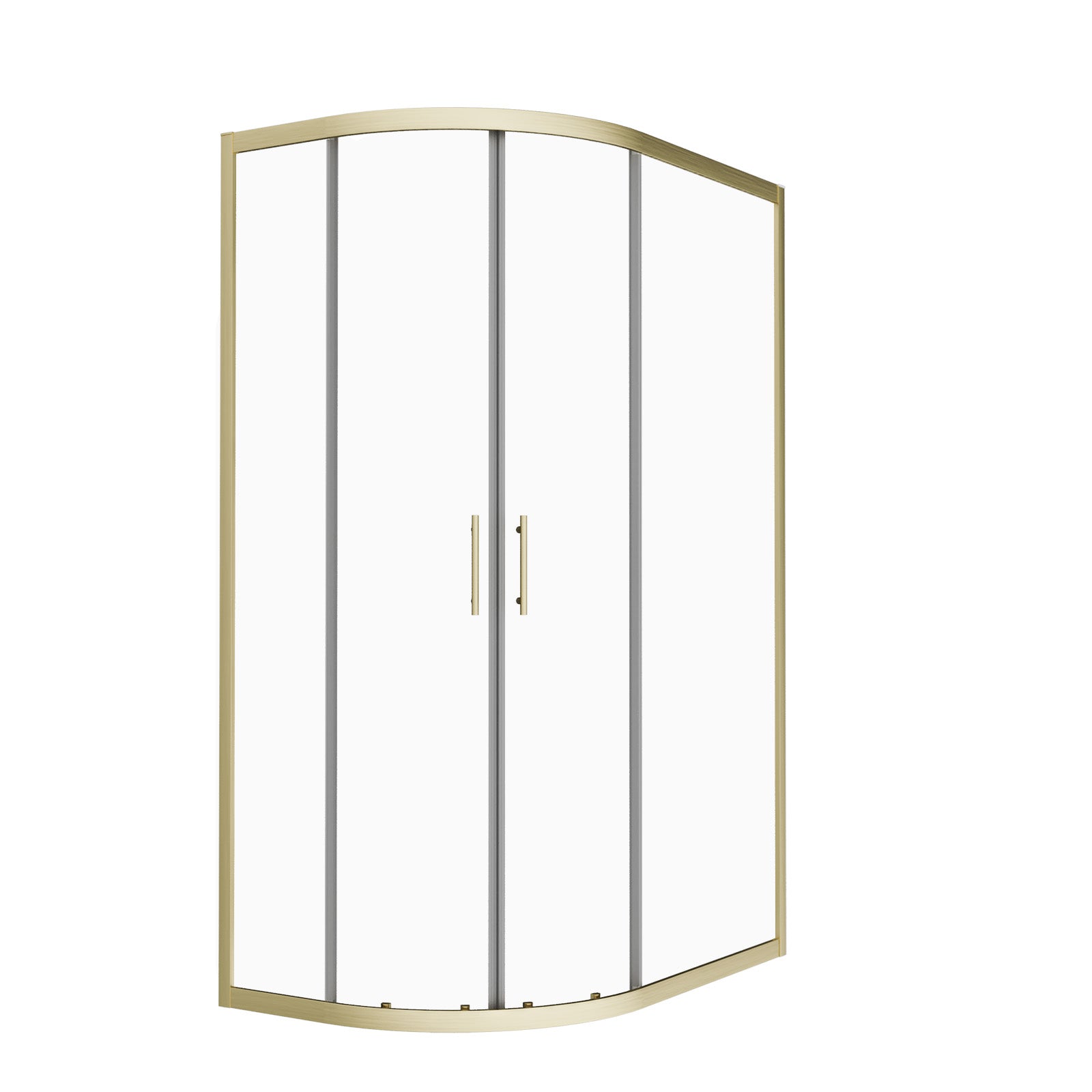 Left Hand 1200 x 800mm Brushed Brass Framed Offset Quadrant Shower Enclosure & Tray