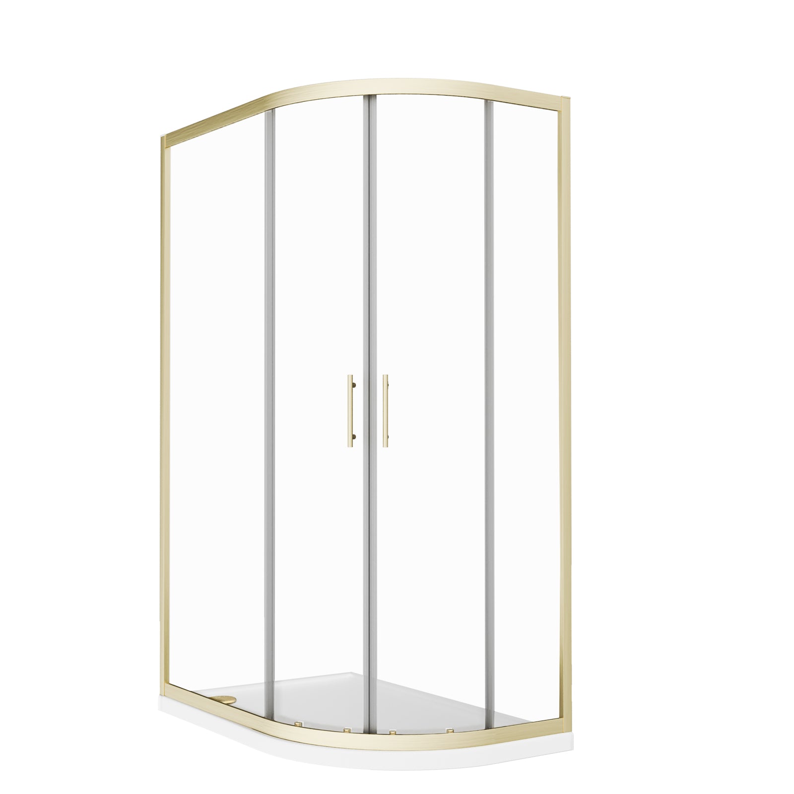 1200 x 800mm Brushed Brass Framed Offset Quadrant Shower Enclosure & Tray