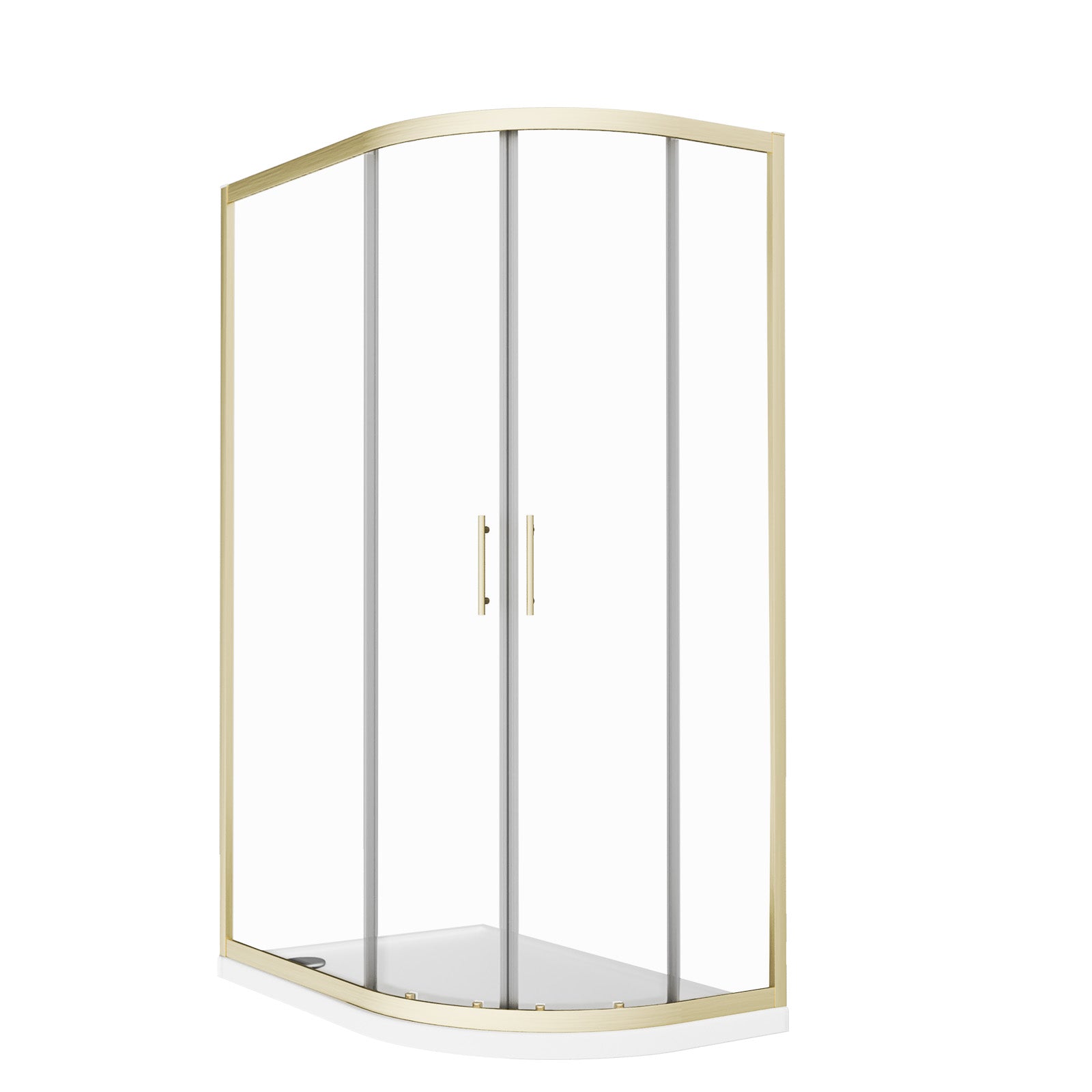 RH 1200 x 800mm Offset Quadrant Shower Enclosure Brushed Brass & Tray