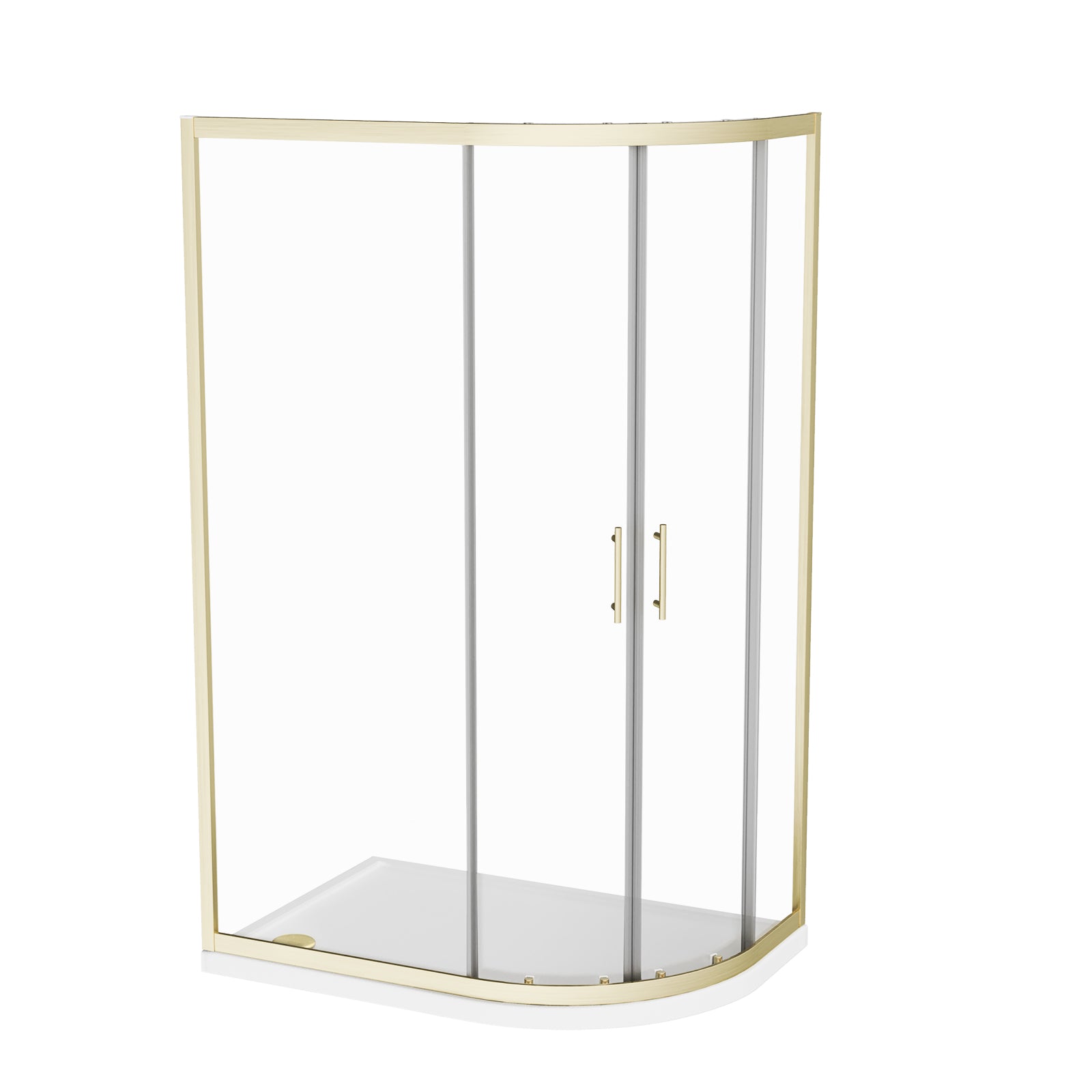 1200 x 800mm Brushed Brass Framed Offset Quadrant Shower Enclosure & Tray