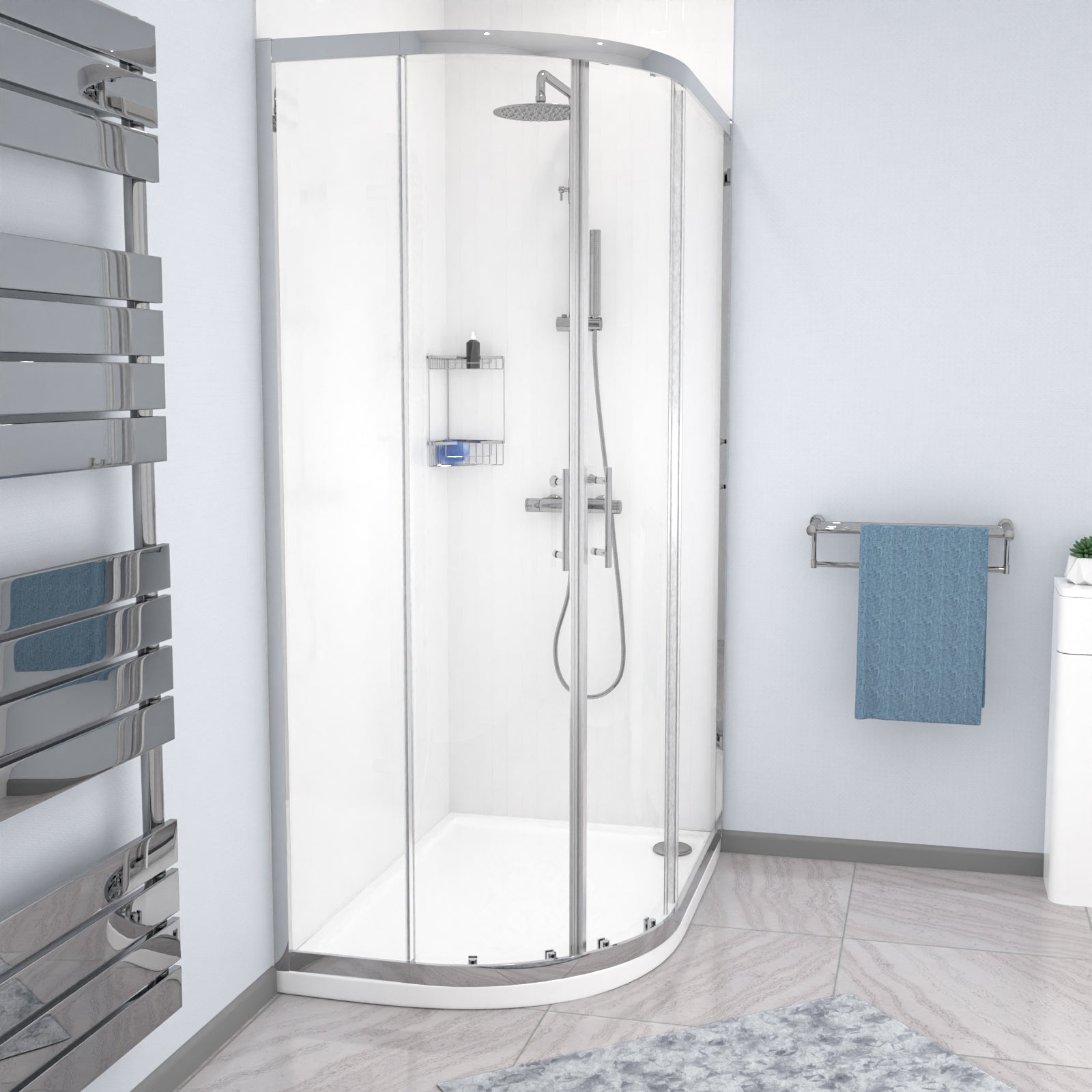 Saturn 1200 x 800mm Chrome Framed Quadrant Corner Shower Enclosure