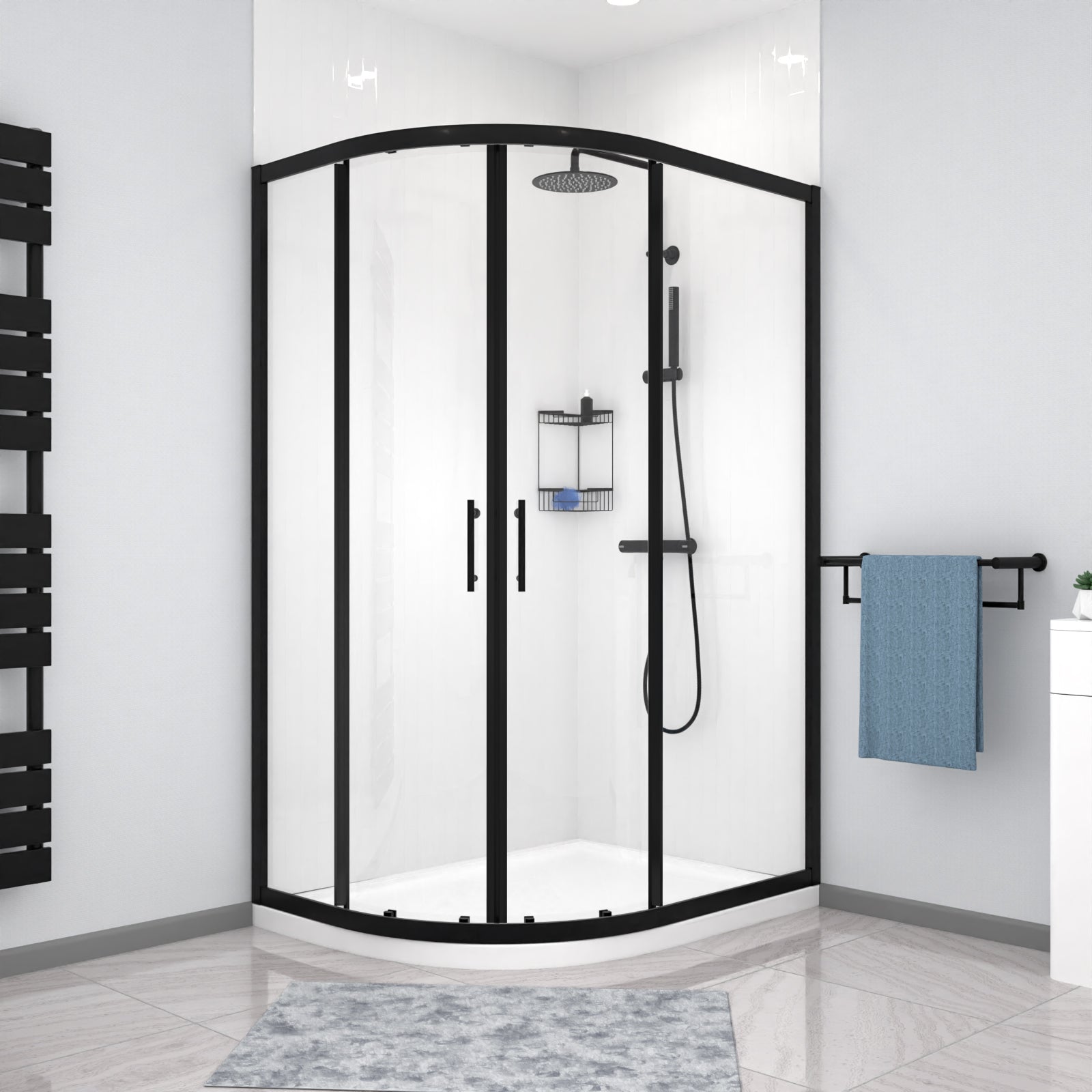 Saturn 1200 x 900mm Black Framed Quadrant Corner Shower Enclosure