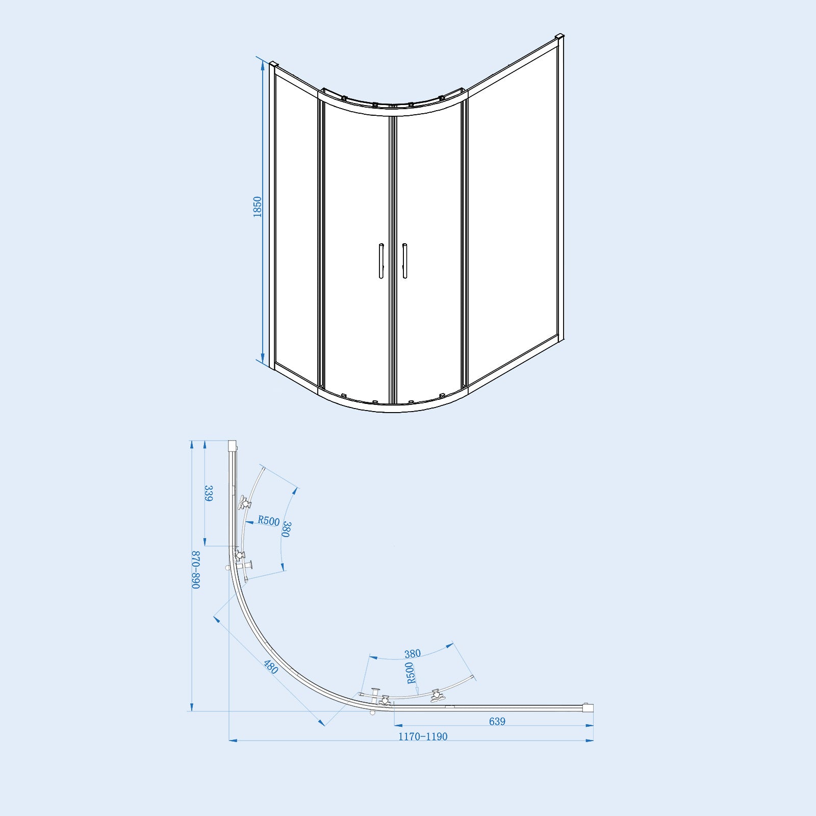 LH 1200 x 900mm Offset Quadrant Shower Enclosure Chrome & Tray