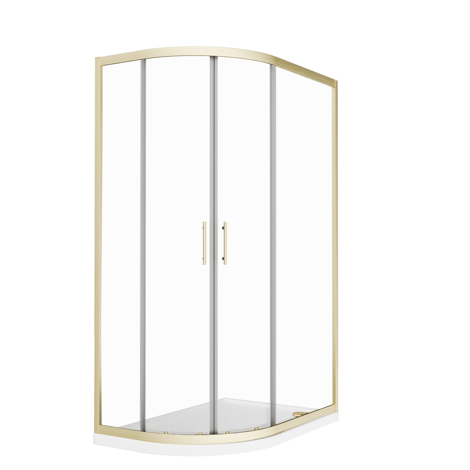 LH 1200 x 900mm Offset Quadrant Shower Enclosure Brushed Brass & Tray