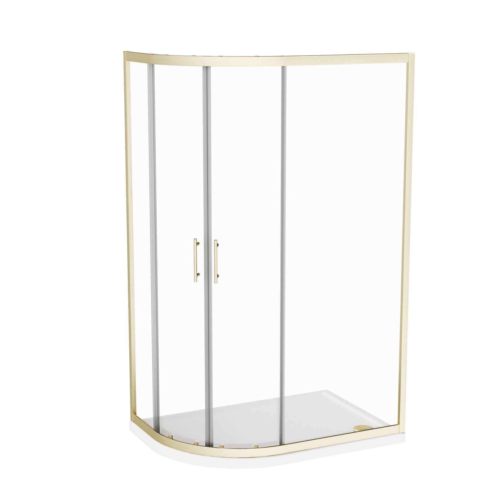 LH 1200 x 900mm Offset Quadrant Shower Enclosure Brushed Brass & Tray