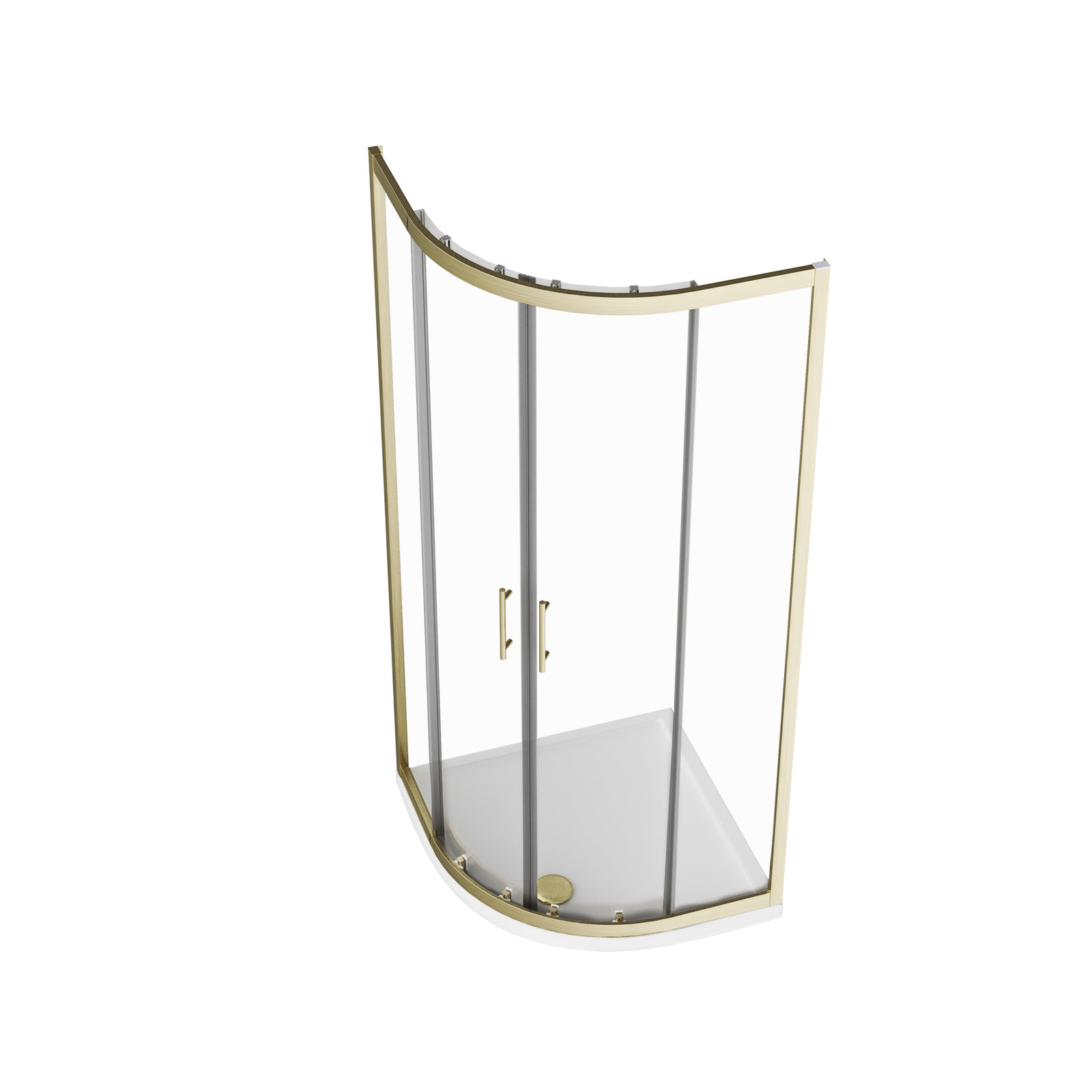 800 x 800mm Quadrant Shower Enclosure Brushed Brass with Shower Tray