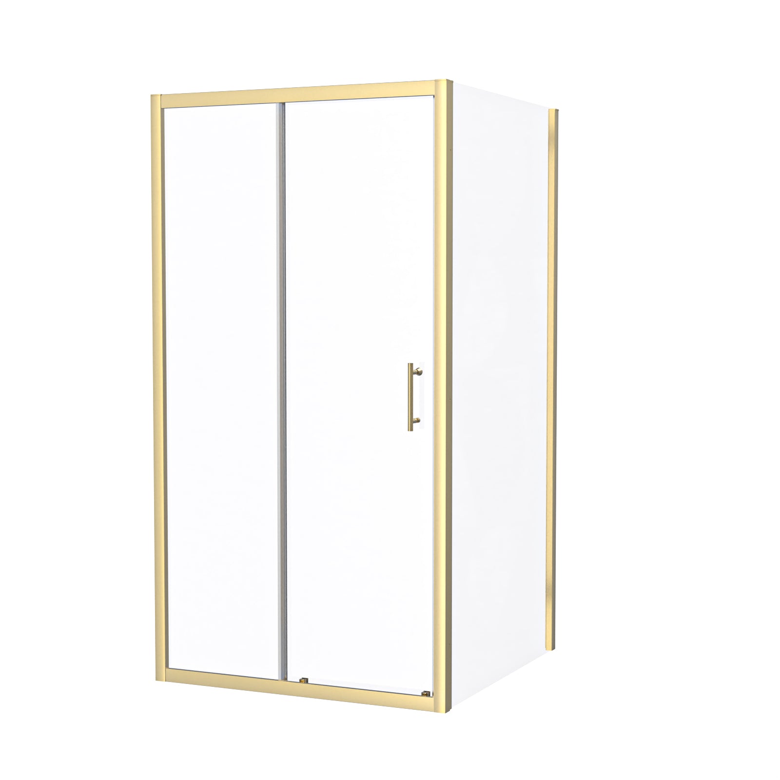 Manga 1000 x 1000mm Shower Enclosure Sliding Door & Side Panel Brushed Brass