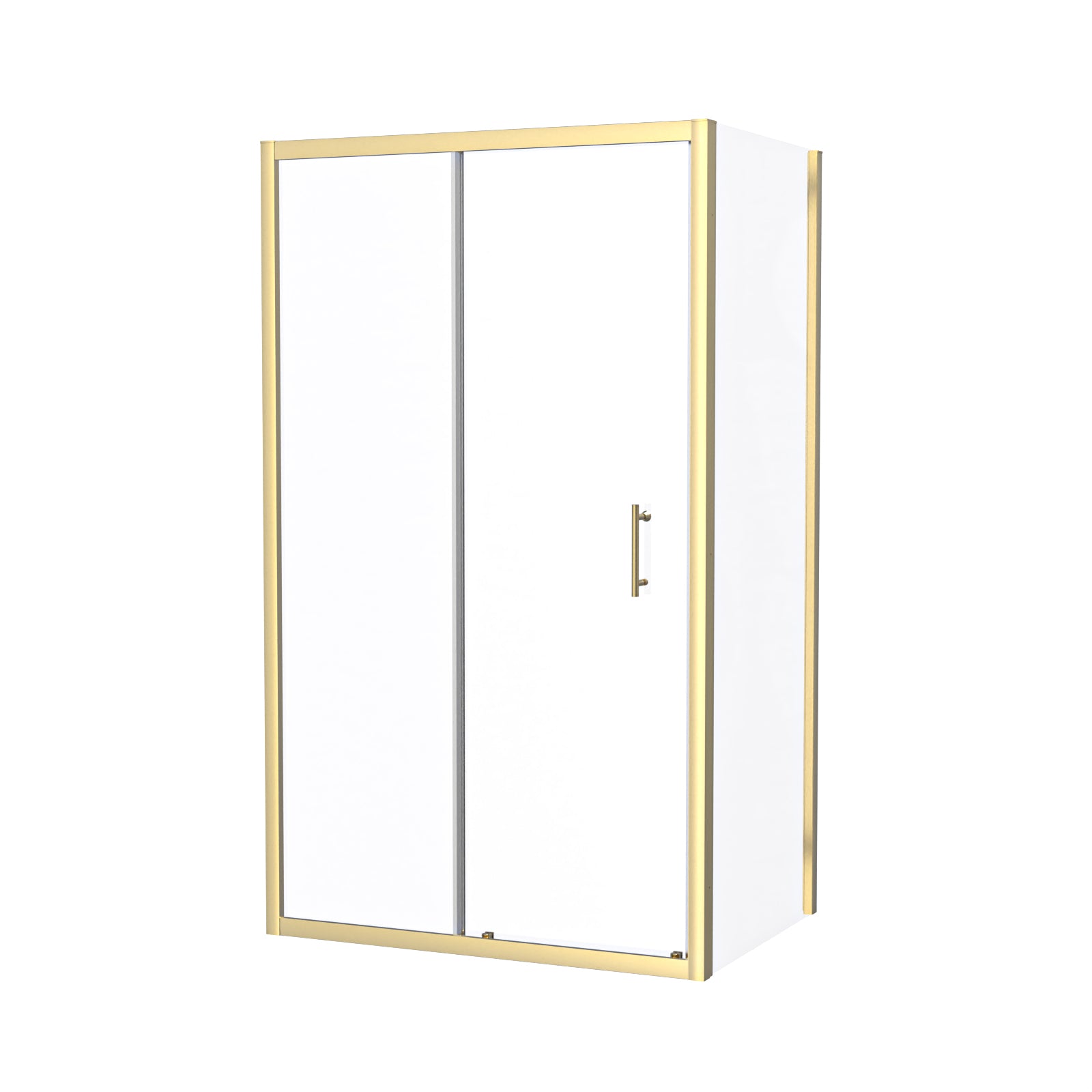 Manga 1100 x 800mm Brushed Brass Framed Shower Enclosure Sliding Door & Side Panel