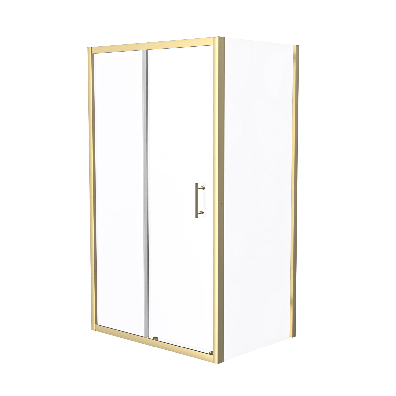 Manga 1100 x 800mm Brushed Brass Framed Shower Enclosure Sliding Door & Side Panel