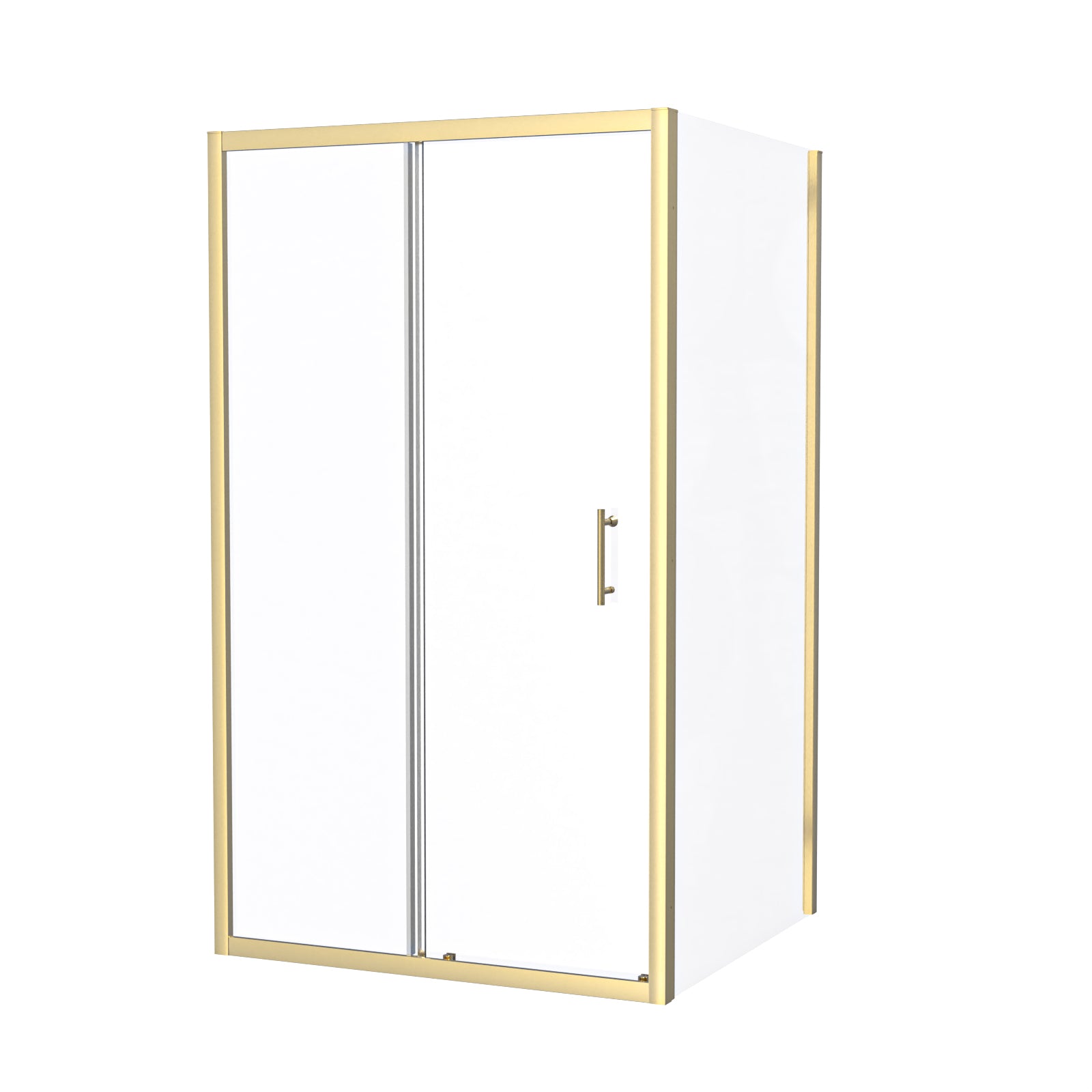 Manga 1100 x 1000mm Brushed Brass Framed Shower Enclosure Sliding Door & Side Panel