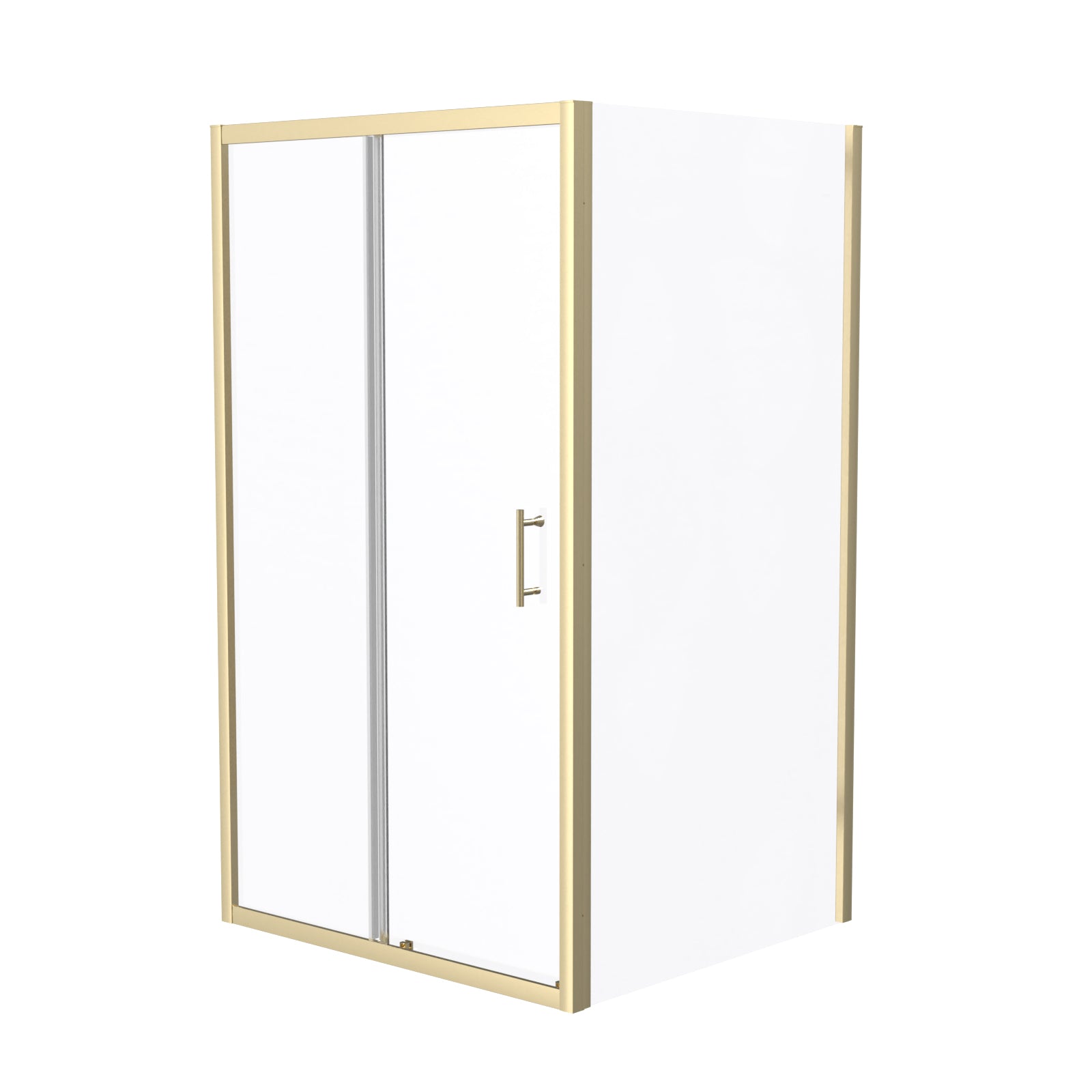 Manga 1100 x 1000mm Brushed Brass Framed Shower Enclosure Sliding Door & Side Panel