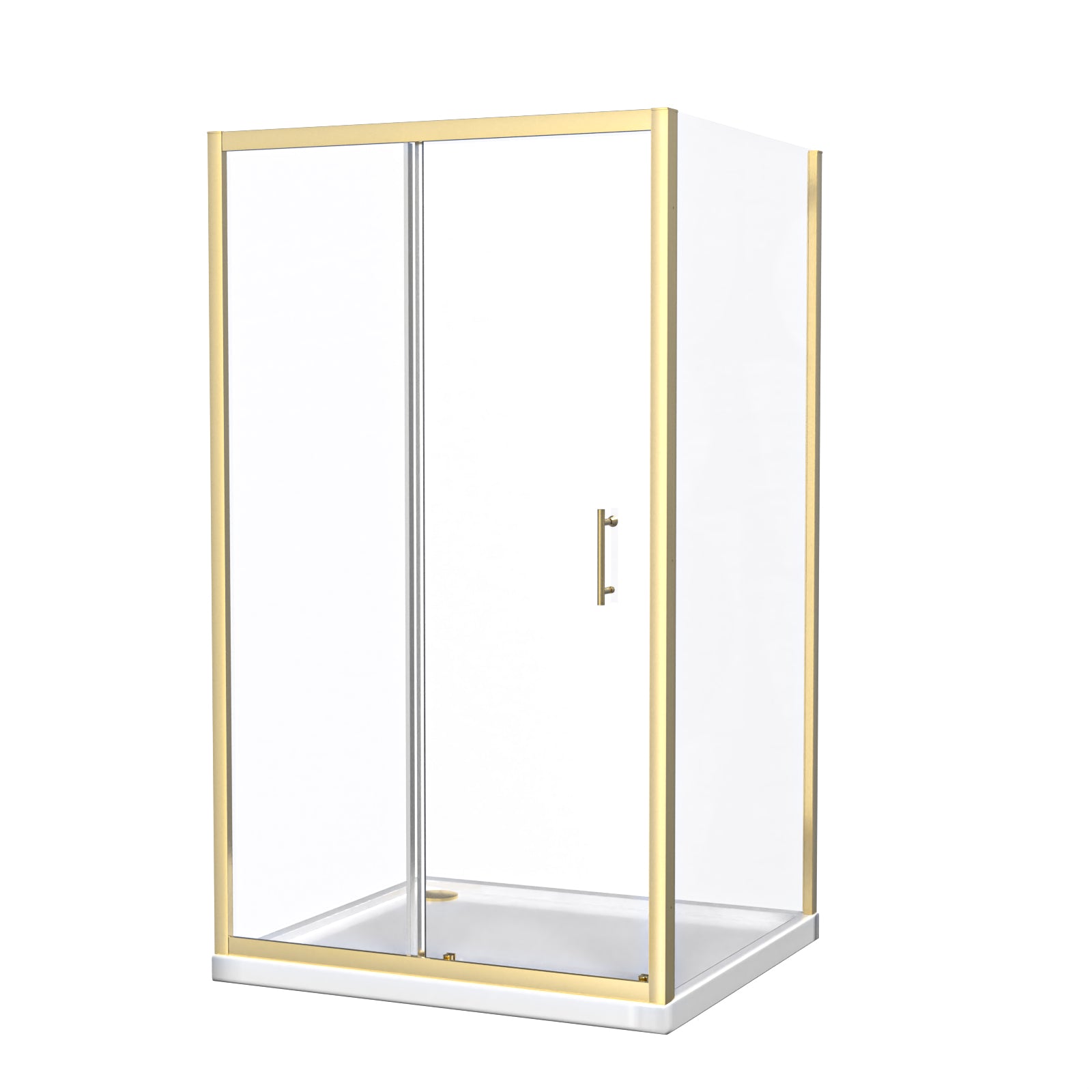 Manga 1100 x 900mm Shower Enclosure Sliding Door, Panel & Tray Brushed Brass