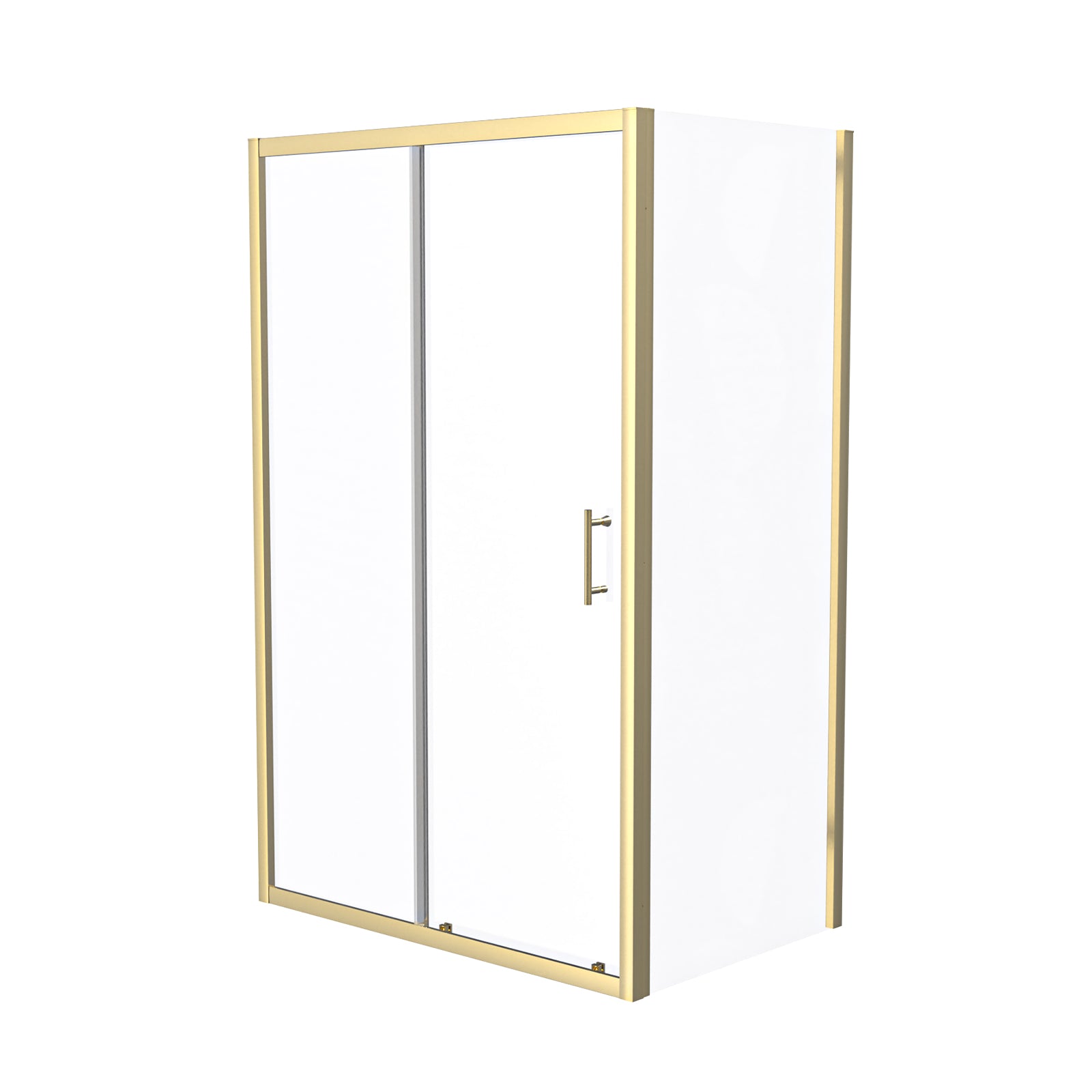 Manga 1200 x 760mm Brushed Brass Framed Shower Enclosure Sliding Door & Side Panel