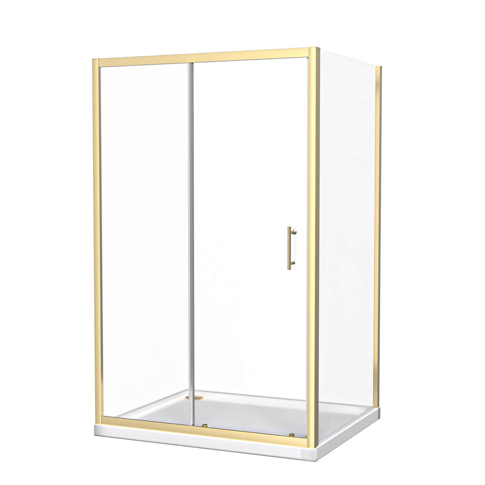 Brushed Brass 1200 x 900mm Shower Enclosure Sliding Door Panel & Tray