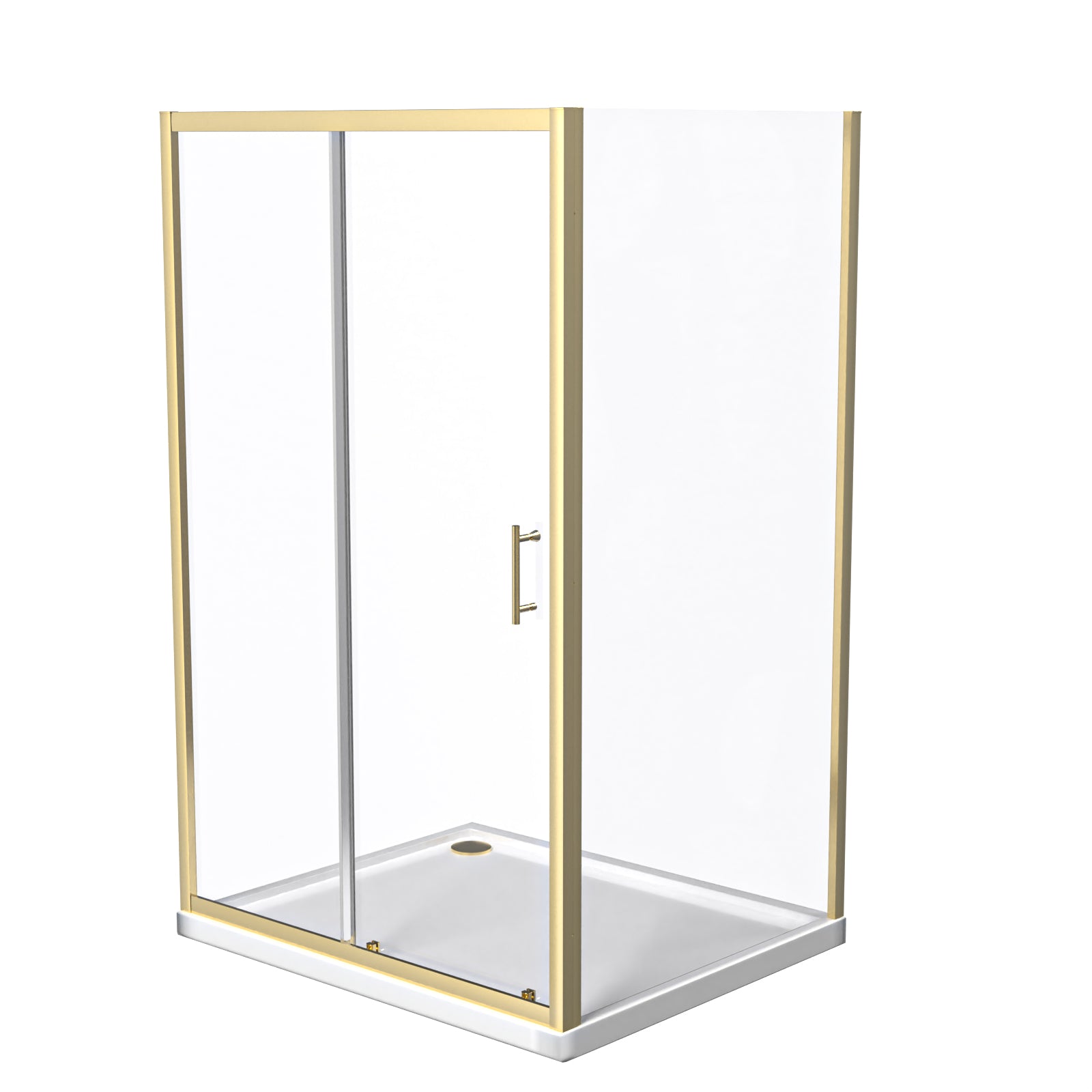 Brushed Brass 1200 x 900mm Shower Enclosure Sliding Door Panel & Tray