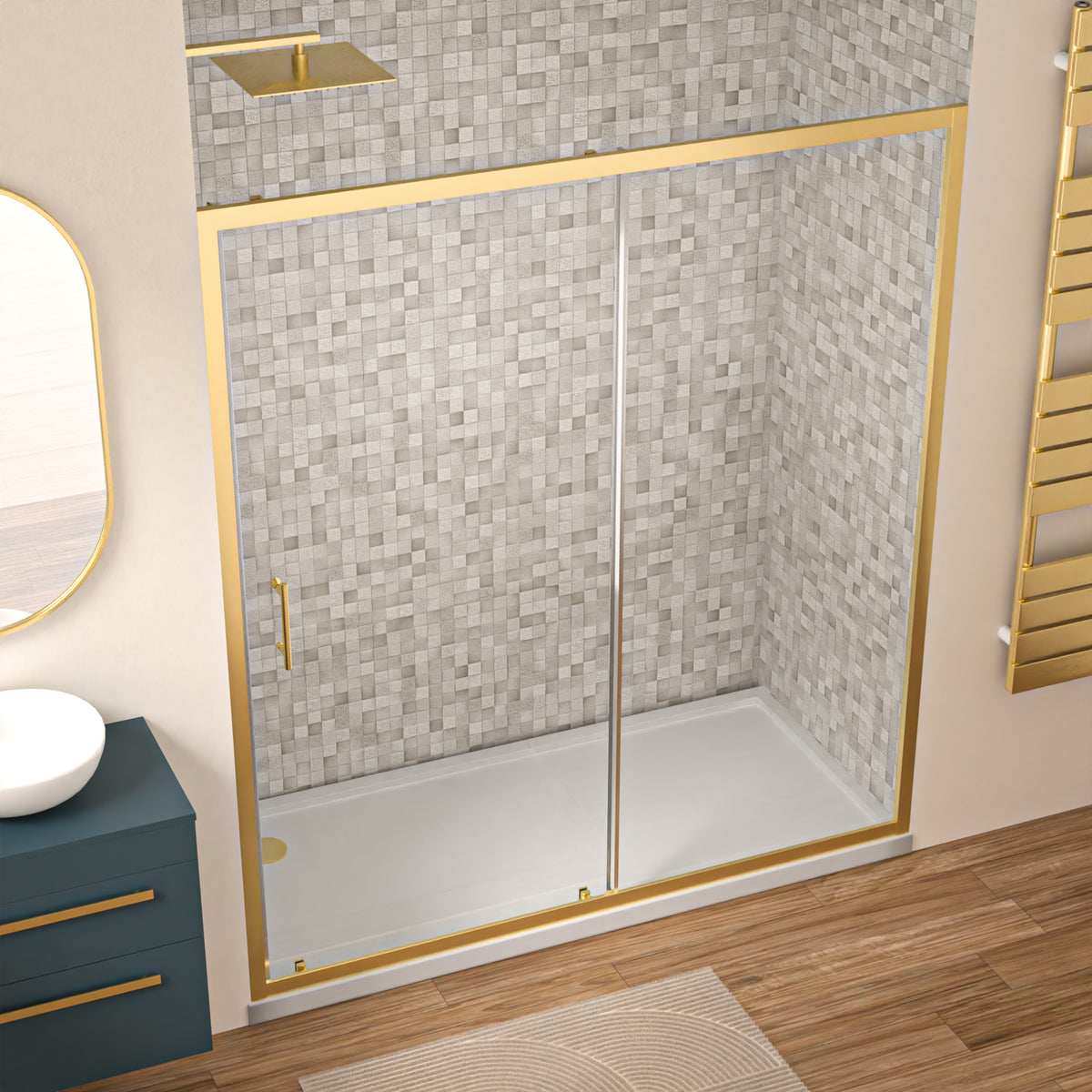 Shower 1700 x 1850mm Slider Door 6mm Thickness - Brushed Brass