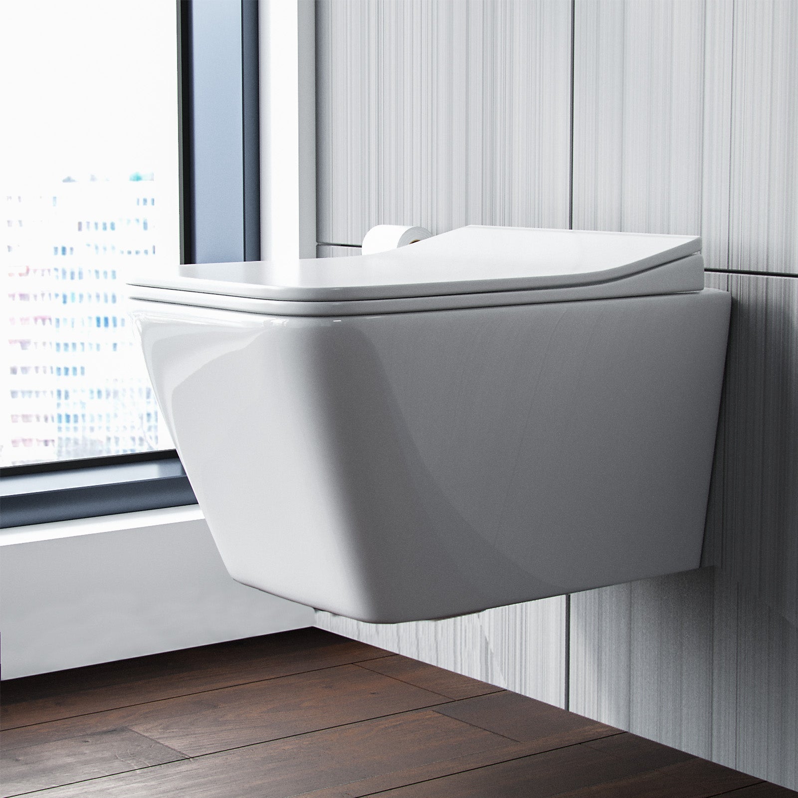 Inton Rimless Wall Hung Toilet Pan + Soft Close Toilet Seat