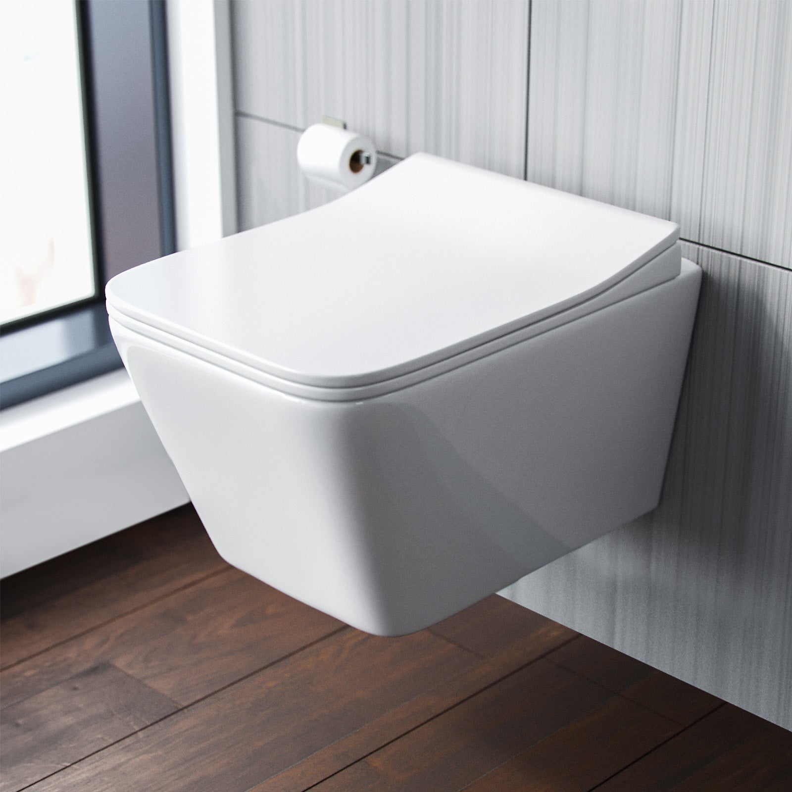 Inton Rimless Wall Hung Toilet Pan + Soft Close Toilet Seat