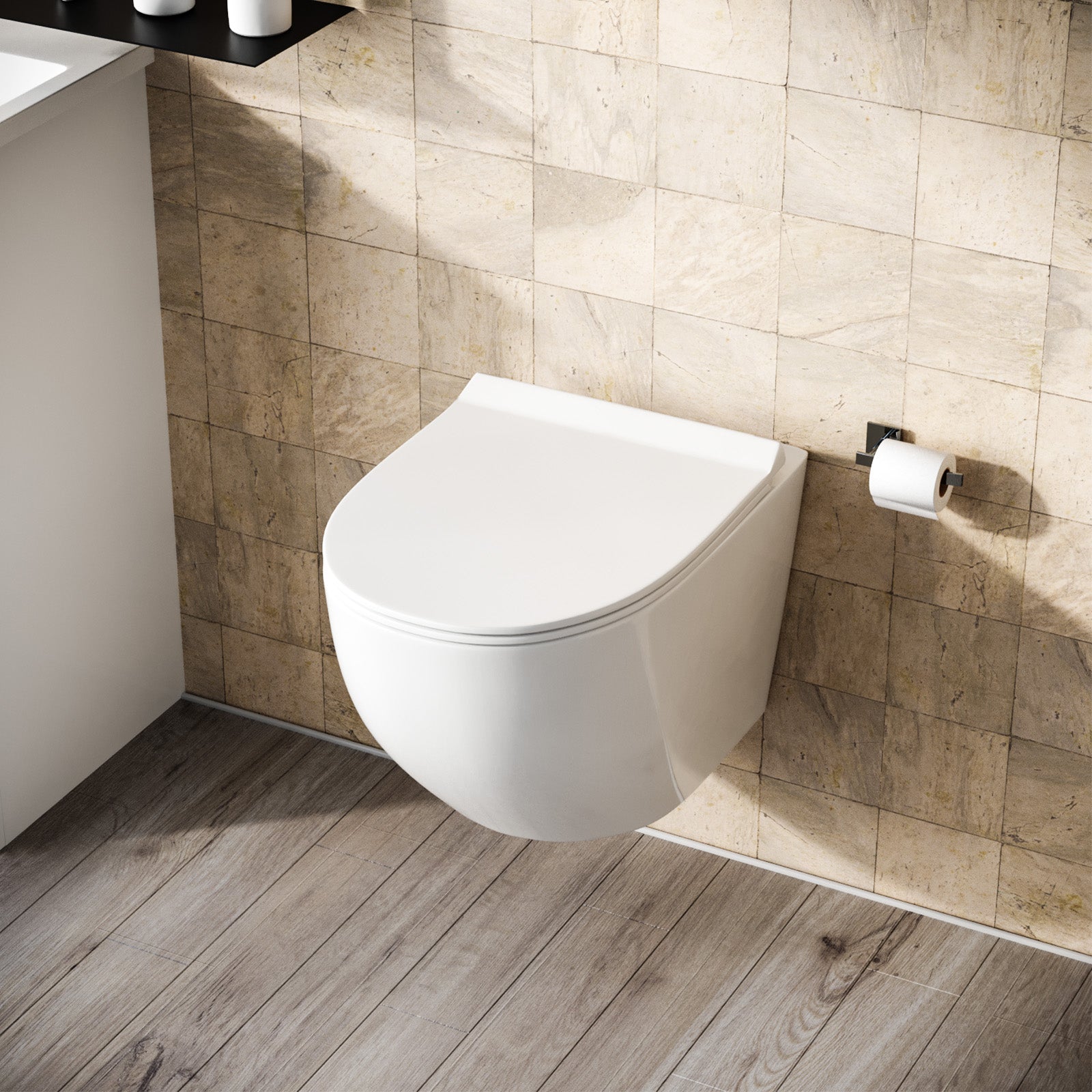 Declan Rimless Wall Hung Toilet Pan + Soft Close Toilet Seat