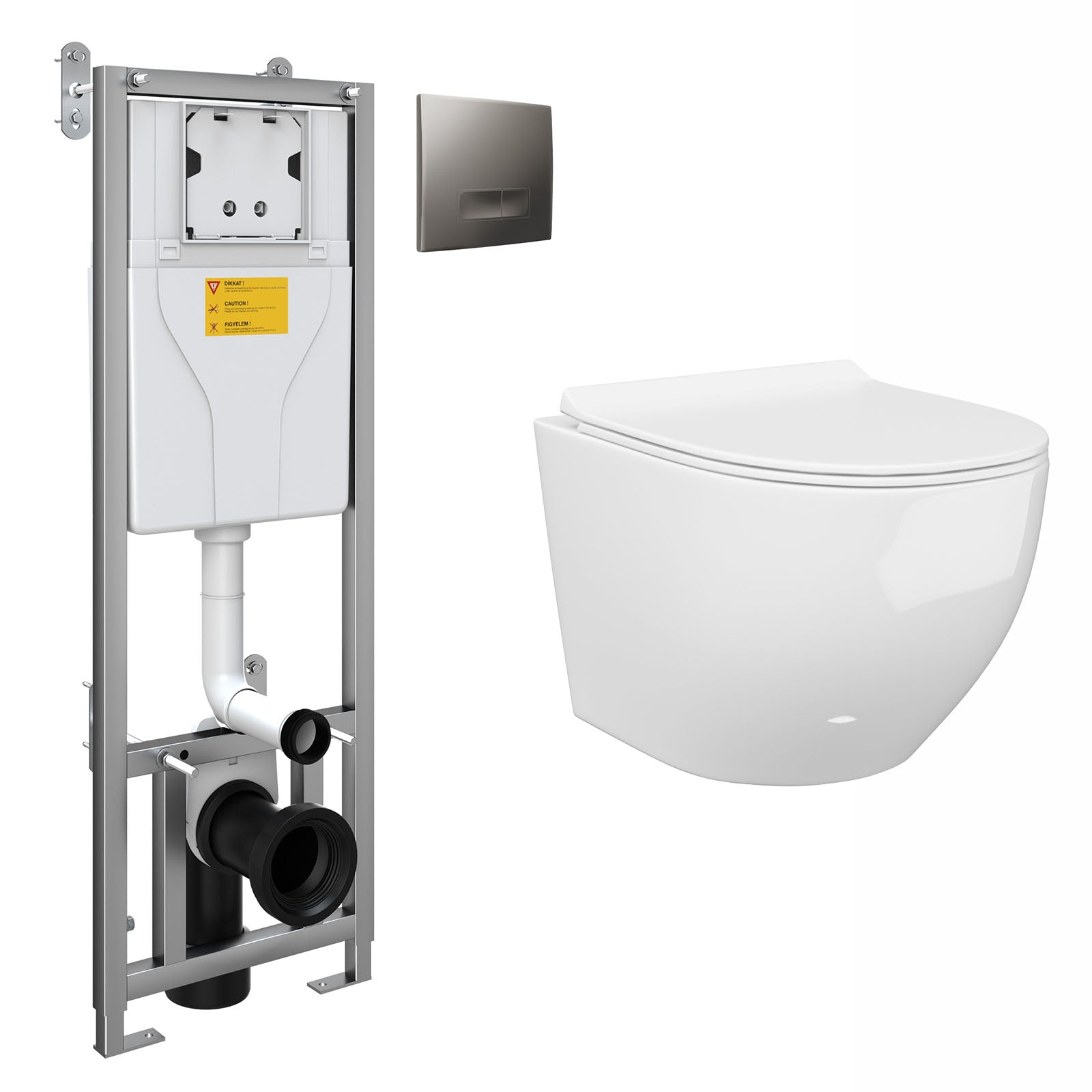 Walmley Rimless Wall Hung Toilet Pan with Framed Cistern