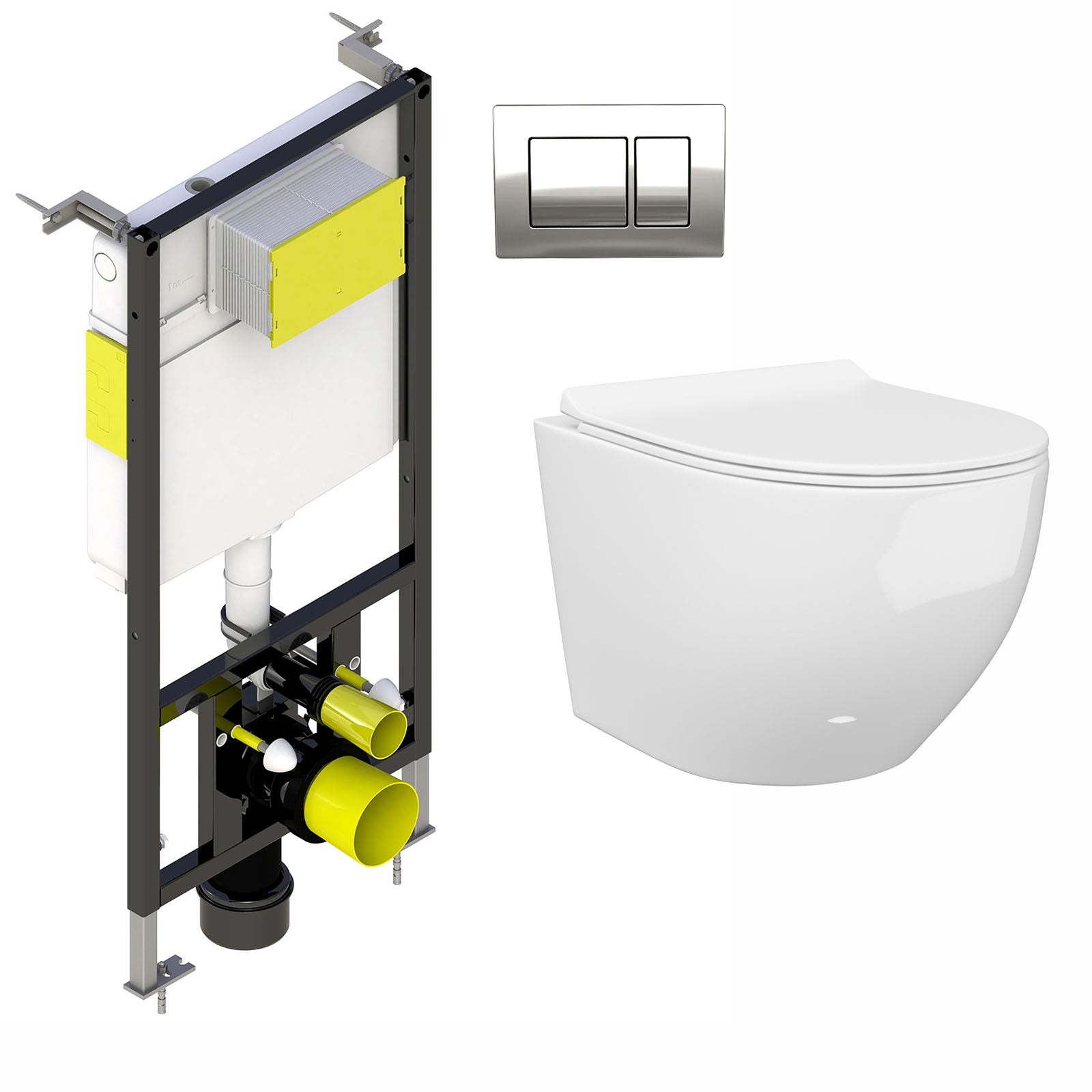 Walmley Rimless Wall Hung Toilet Pan with Framed Cistern