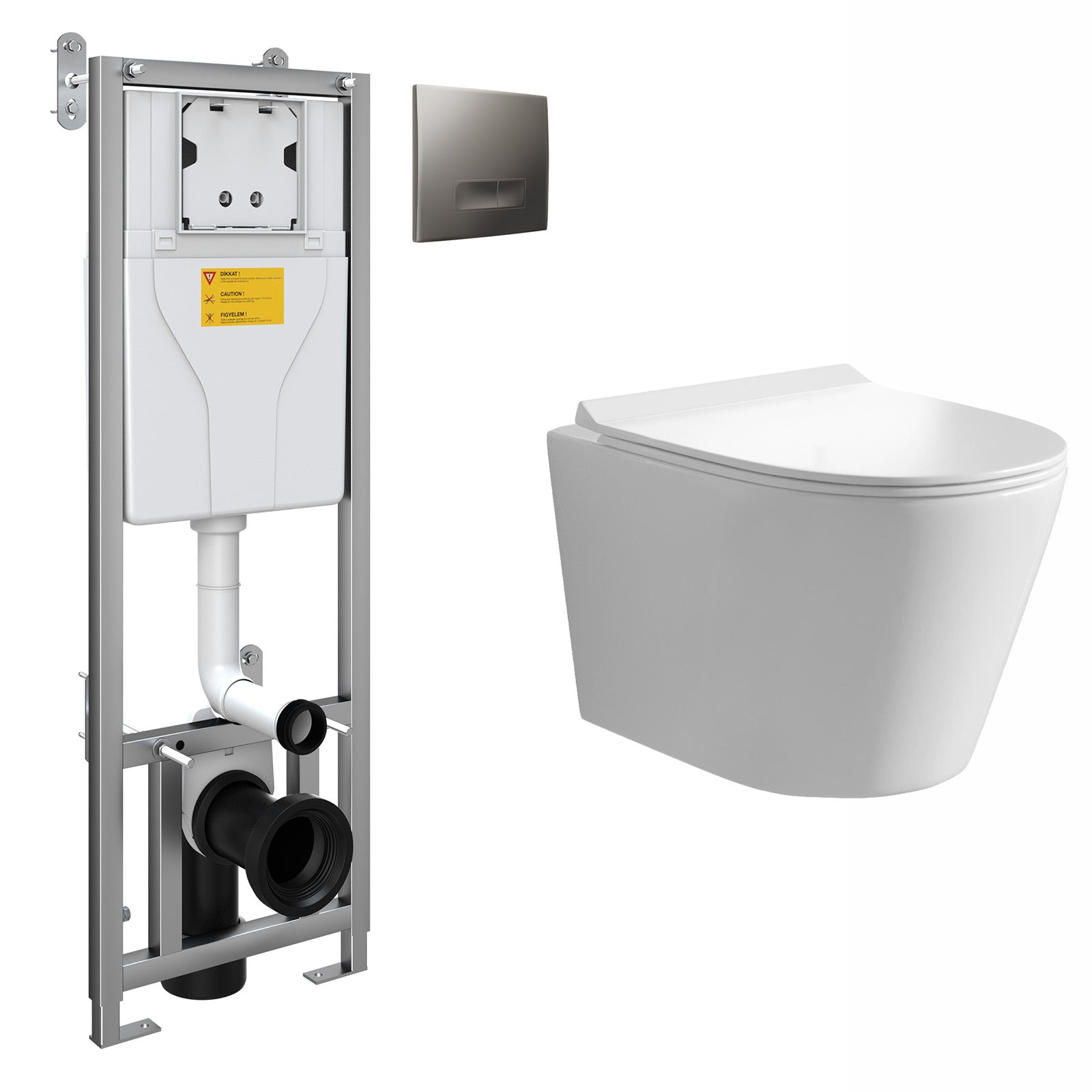 Moxley Wall Hung Rimless Toilet Pan and WC Framed Cistern