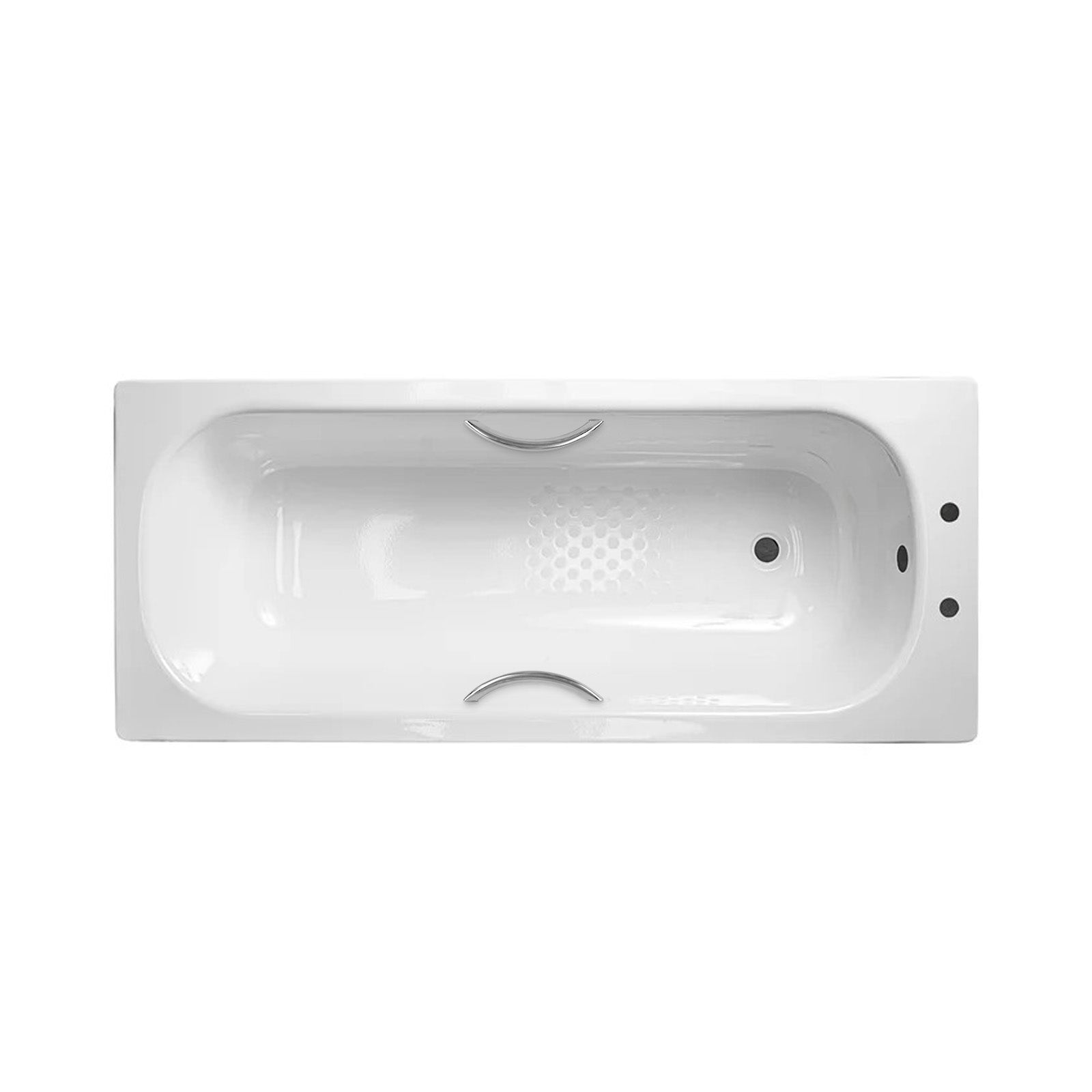 Dylan 1500 x 700mm 2TH Steel Enamel Bath with Chrome Handles & Anti Slip Base