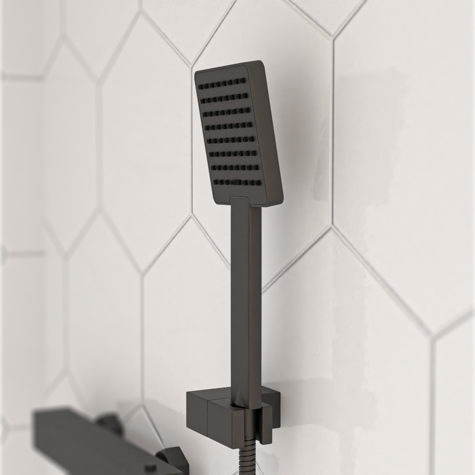 Black Finish Square Shower Handset Bathroom