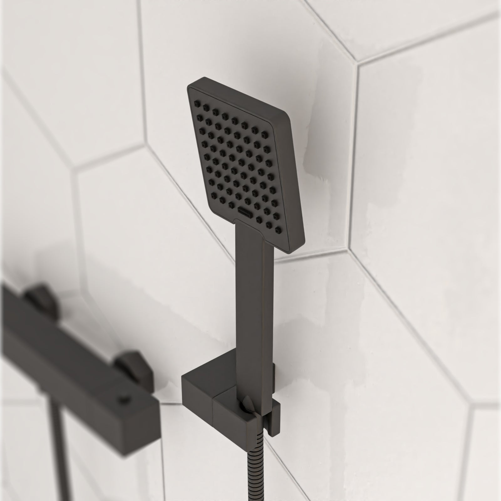 Black Finish Square Shower Handset Bathroom