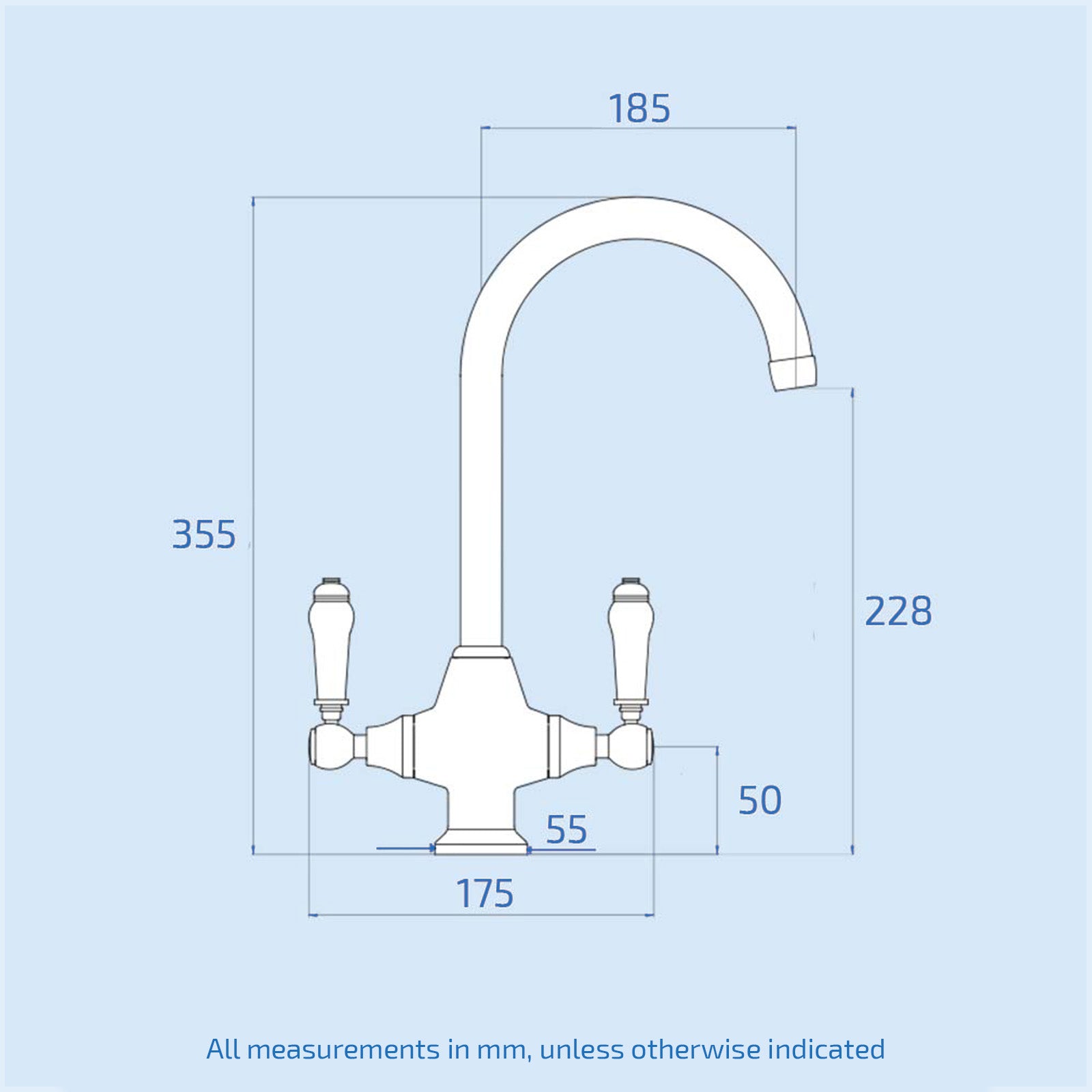 Brushed Brass Traditional Twin Lever Kitchen Mixer