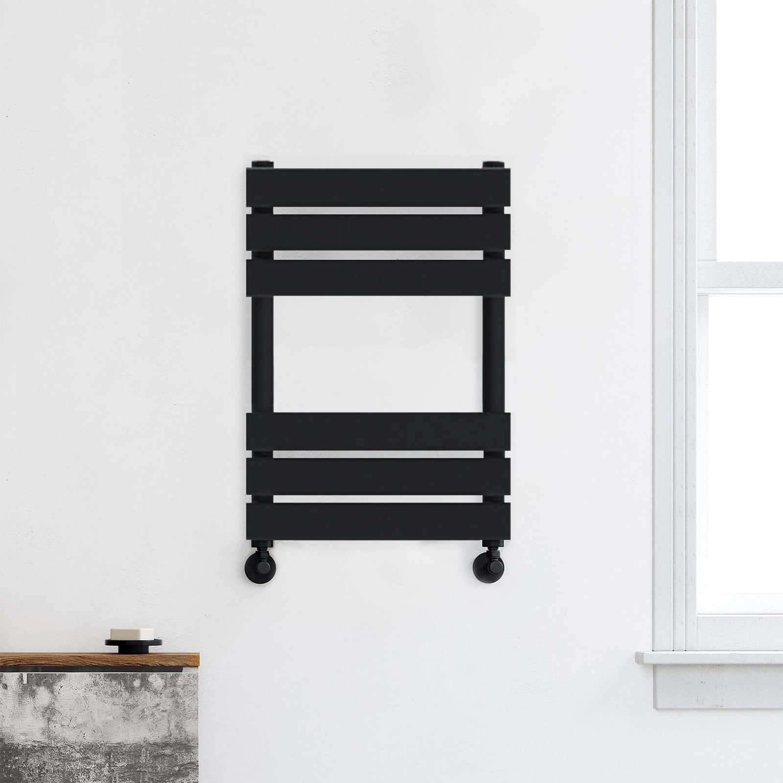 650 x 400mm Flat Panel Heated Towel Rail Radiator Black