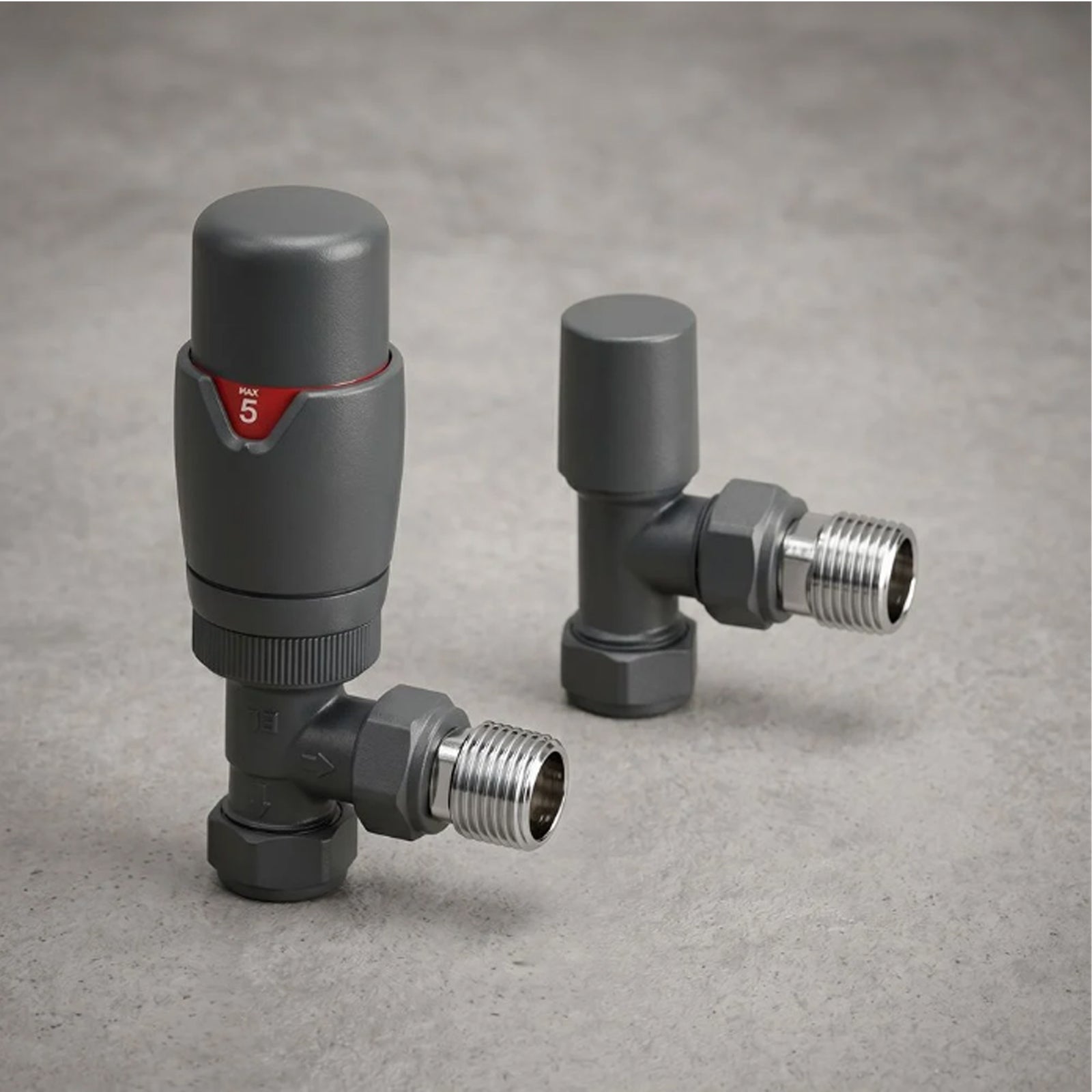 Designer Angled Radiator Valves - Anthracite