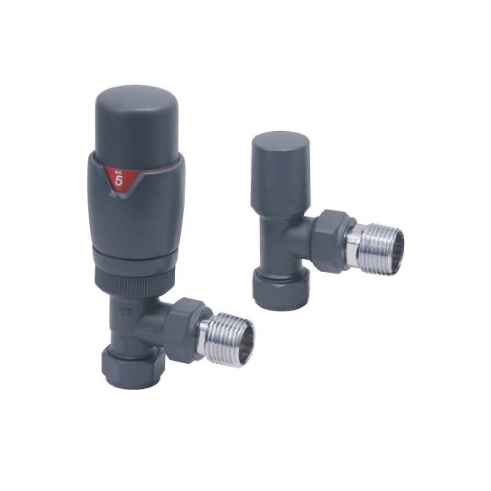 Designer Angled Radiator Valves - Anthracite